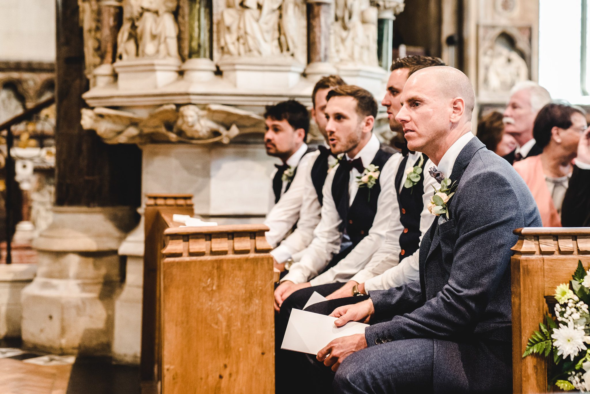 bath church wedding ceremony with a very nervous looking groom