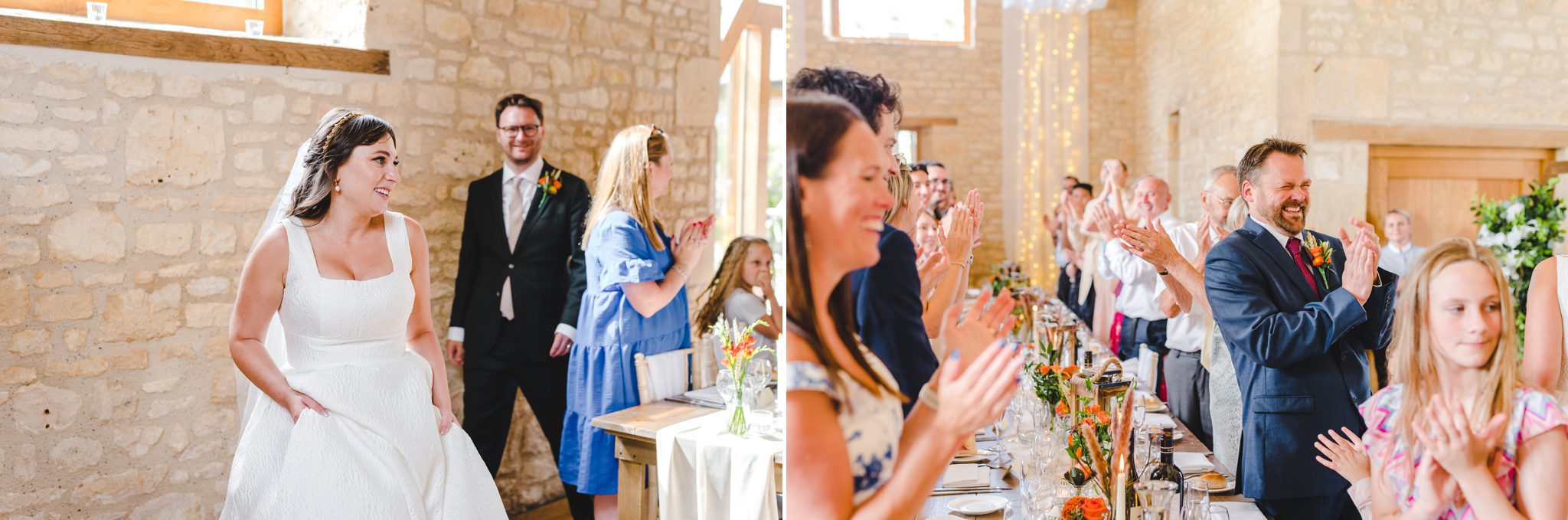 Bride and Groom entering the wedding breakfast