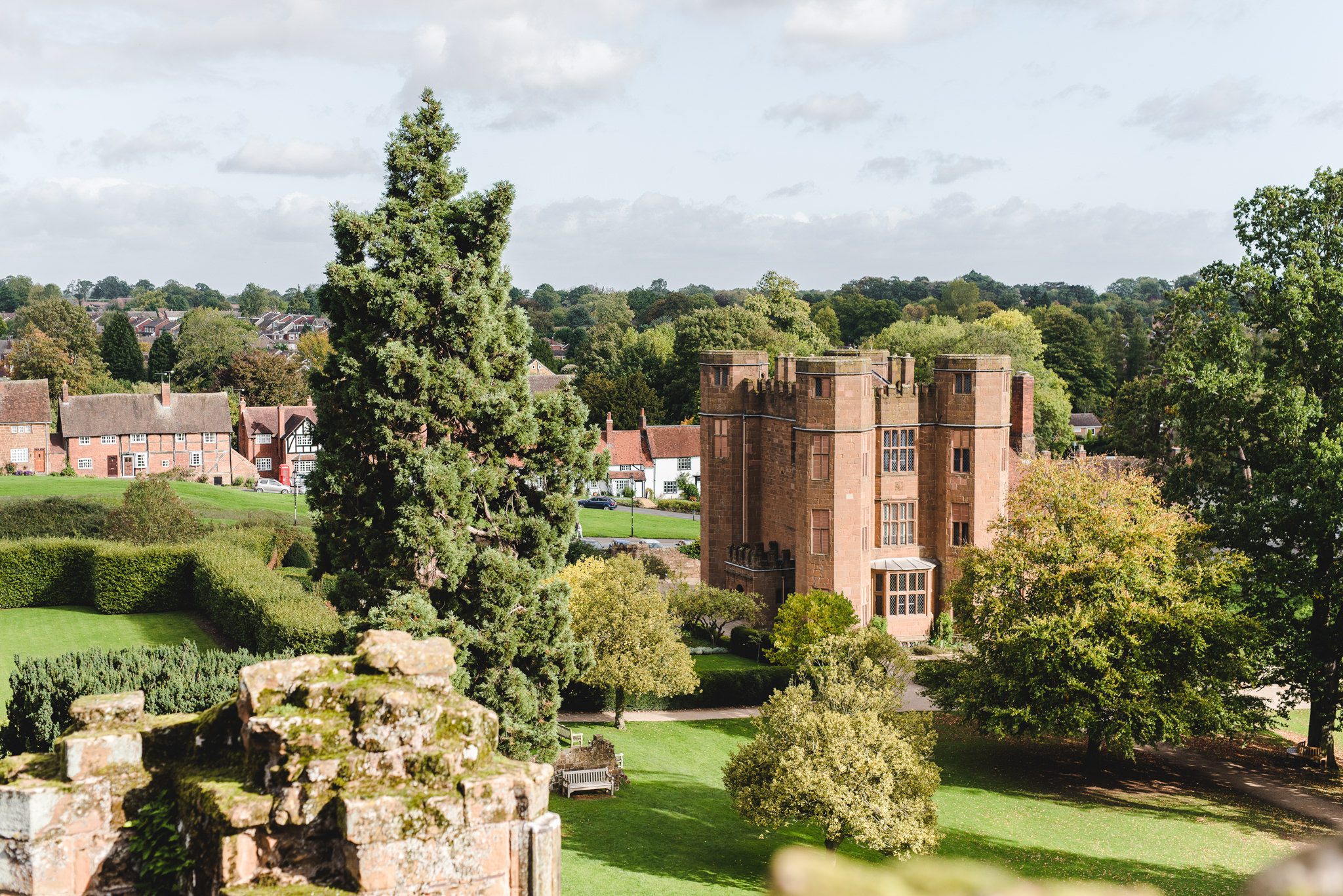 A wide shot of the tower at Kenilworth Castle in Warwickshire
