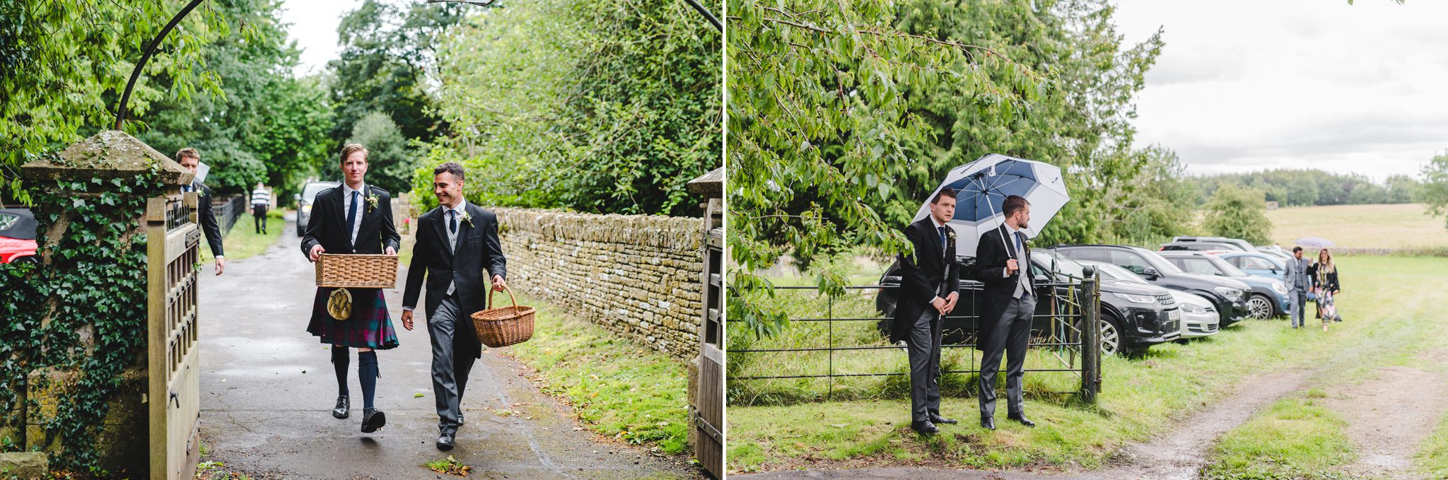 Groomsmen ushering before the wedding in tetbury by Bigeye Photography