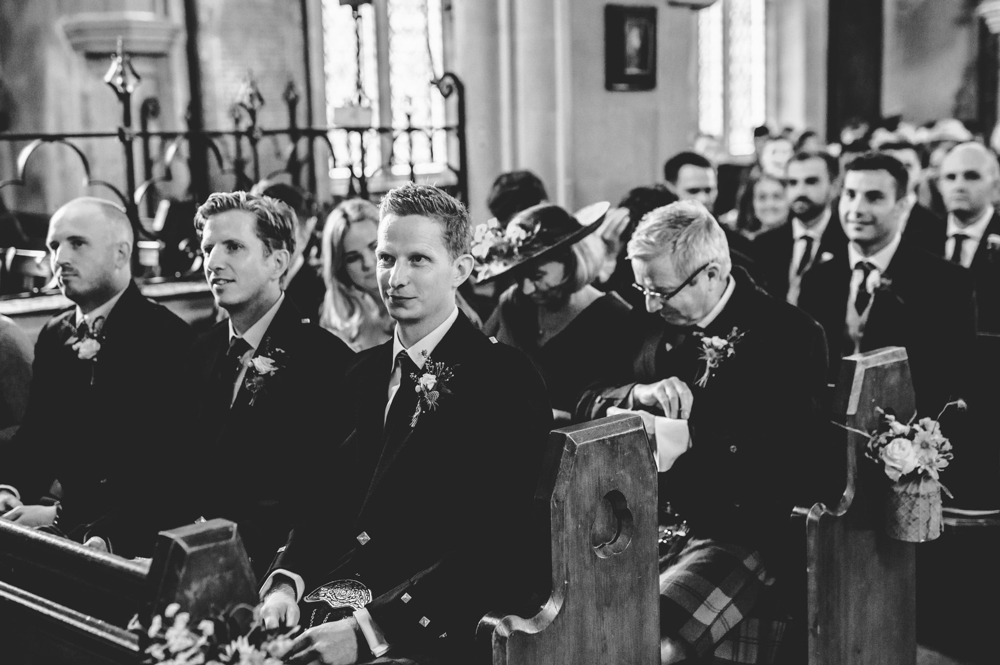 Groom waiting for his bride in Church