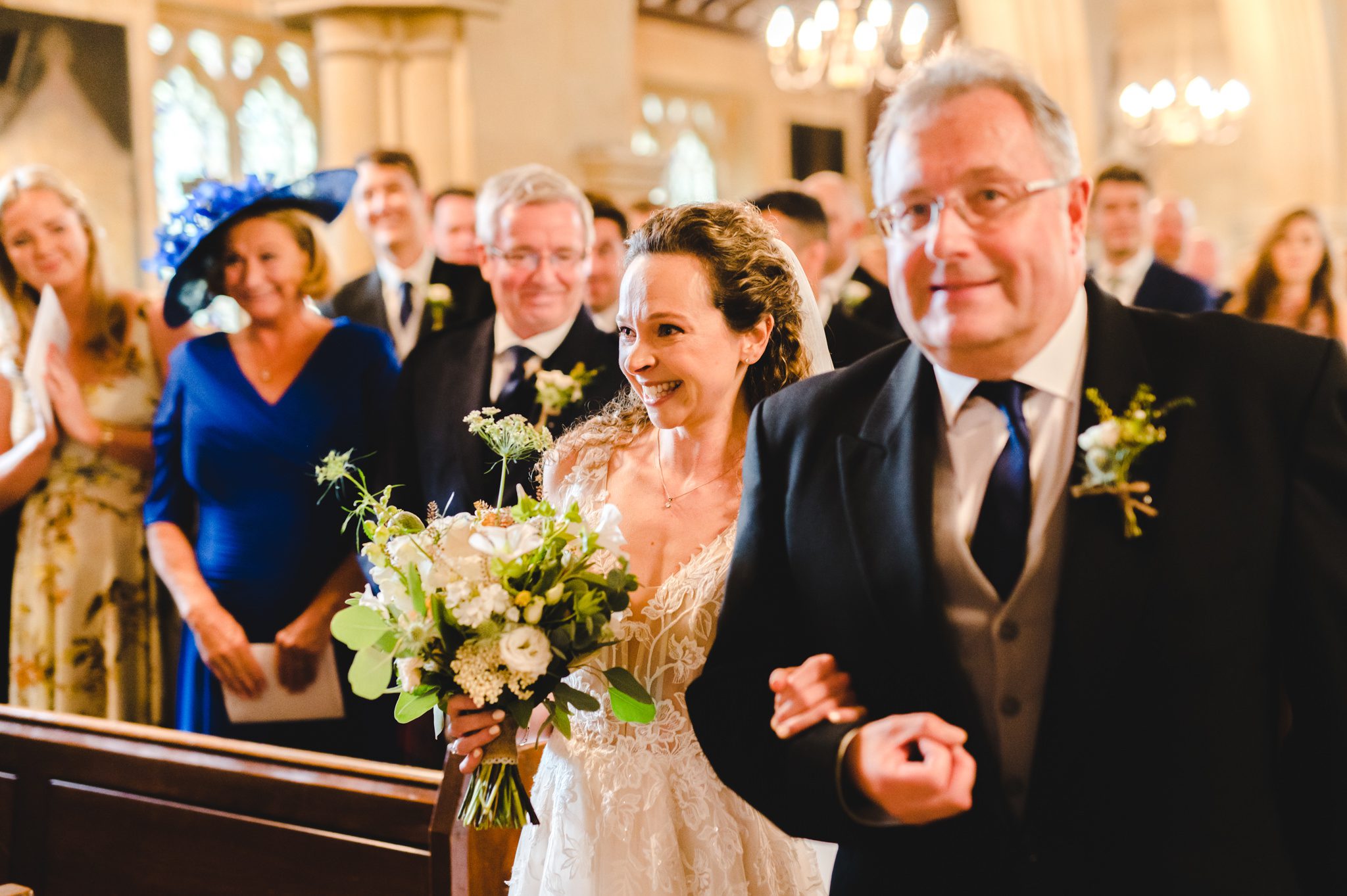 Bride aisle walk meeting her groom