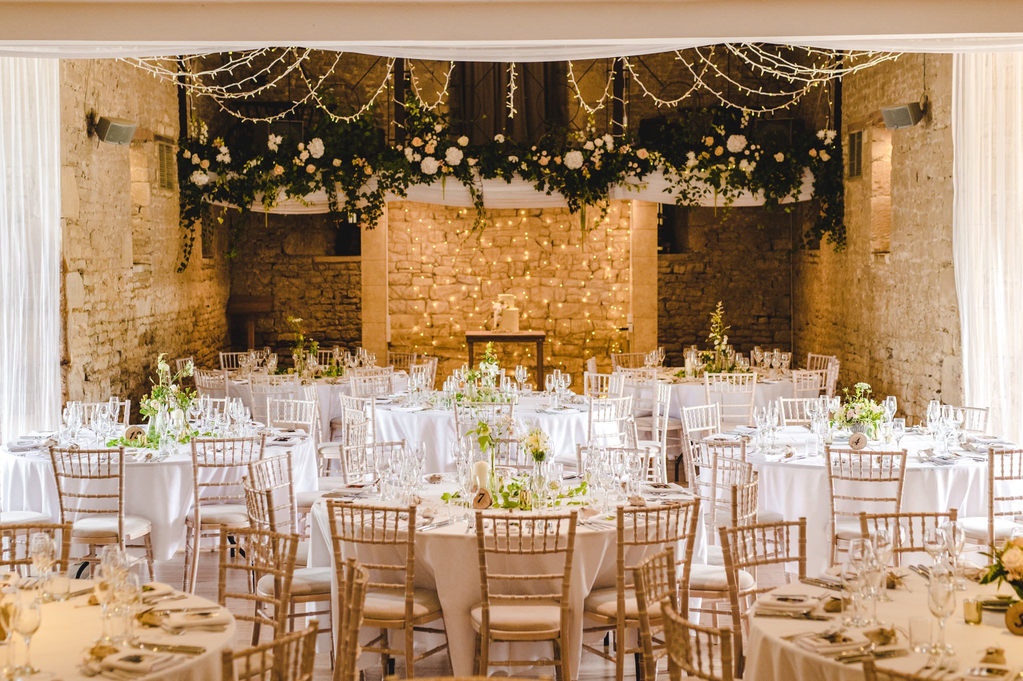 Great Tythe Barn styling set up for wedding breakfast