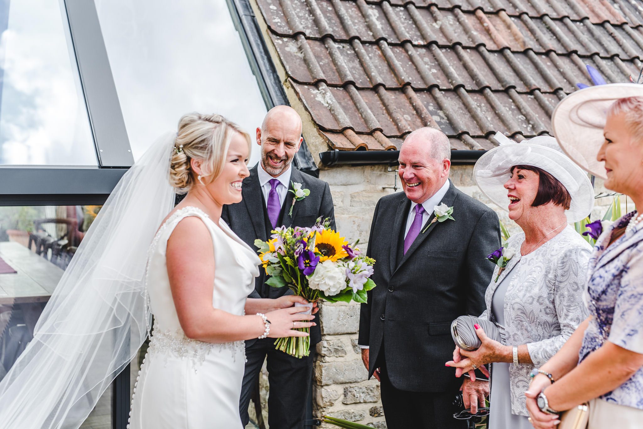 A bride meeting her father on her wedding day