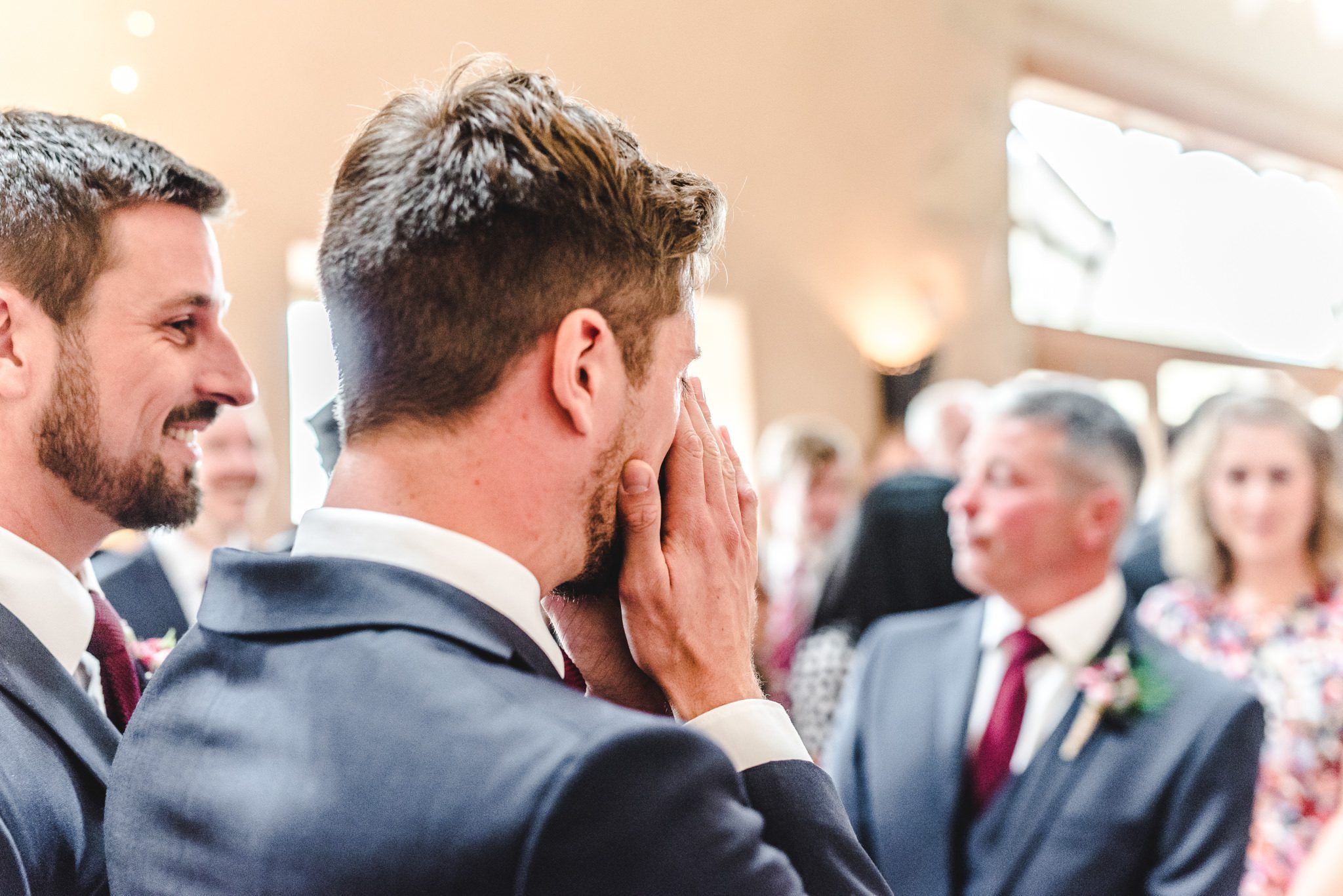 Groom seeing bride for the first time