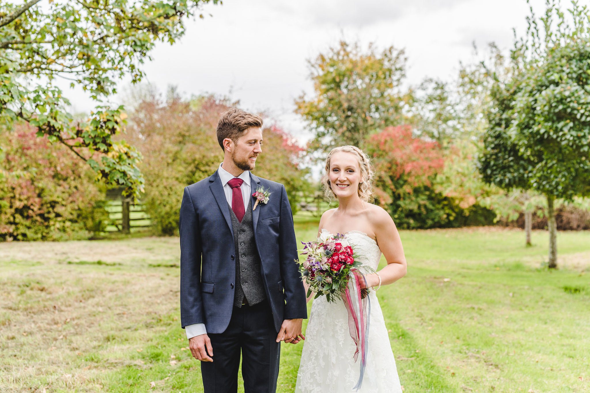 A colourful bride and groom in Worcestershire