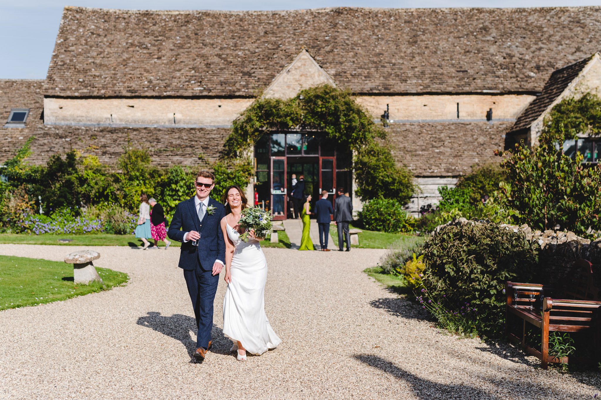 Bride and groom at great tythe barn
