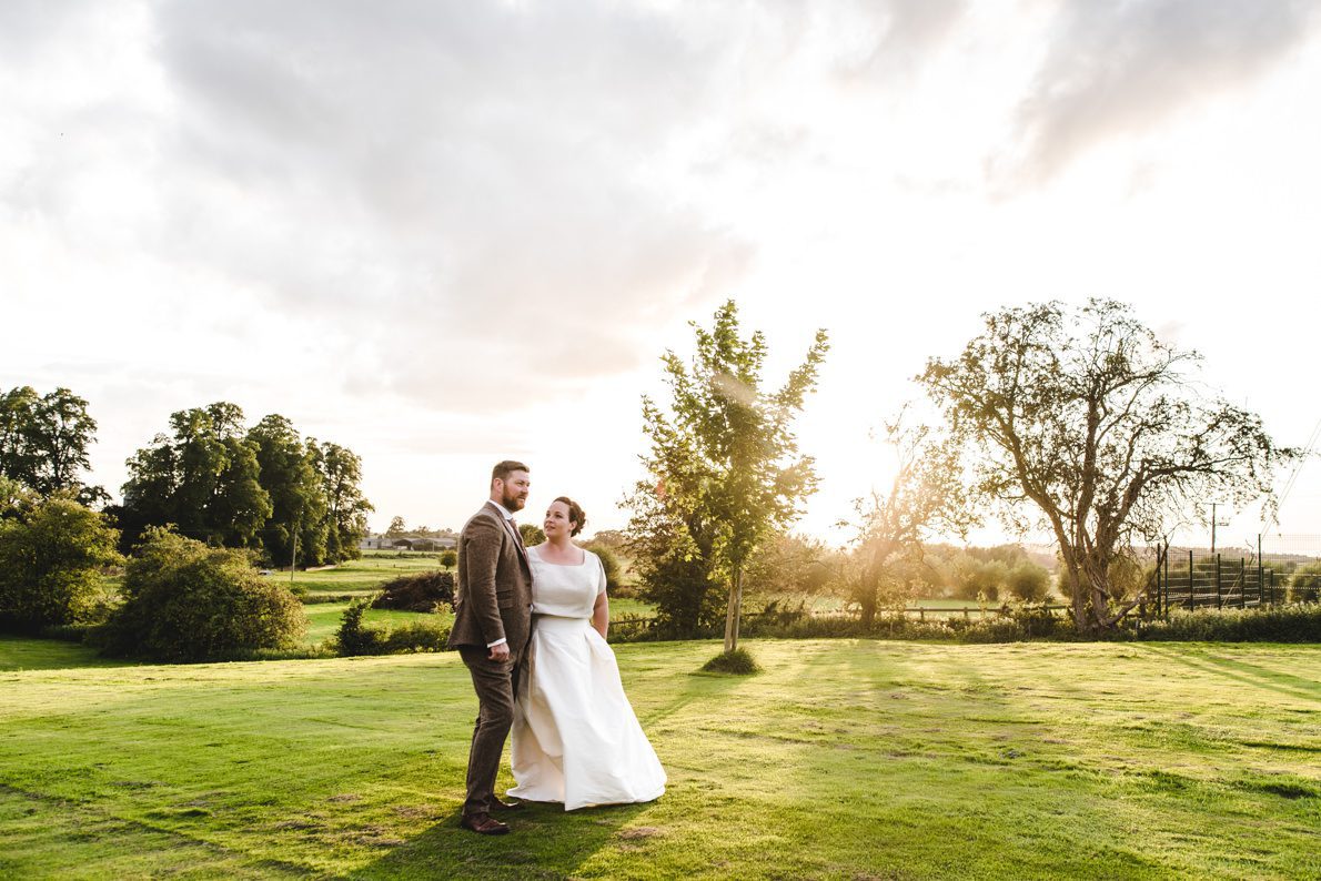 A couple after getting married at the Bell at Alderminster