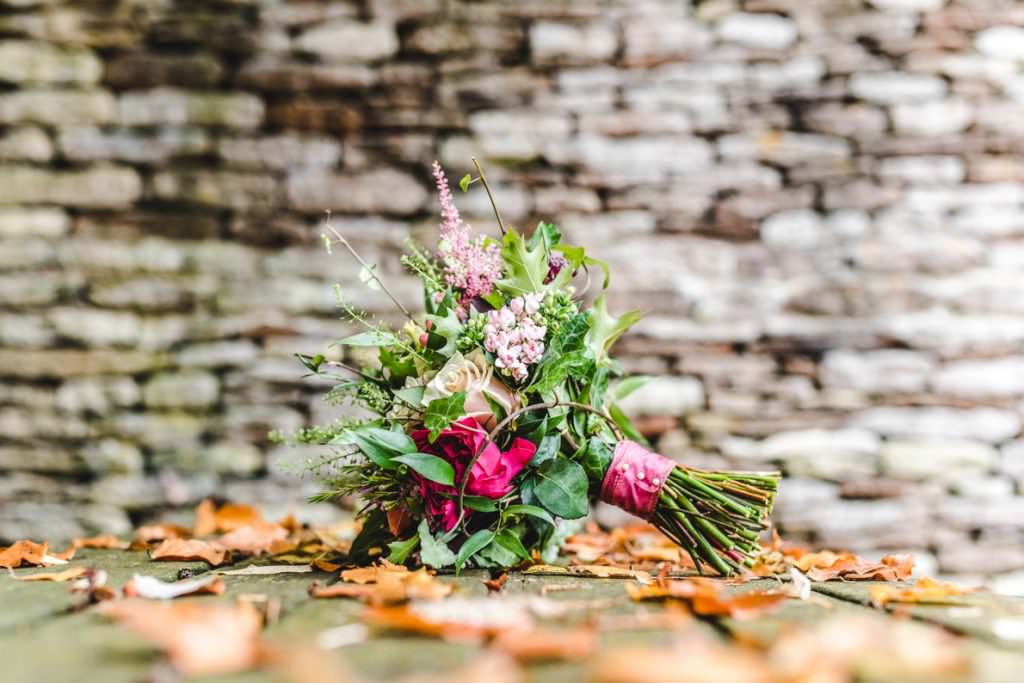 Autumnal flowers on a table