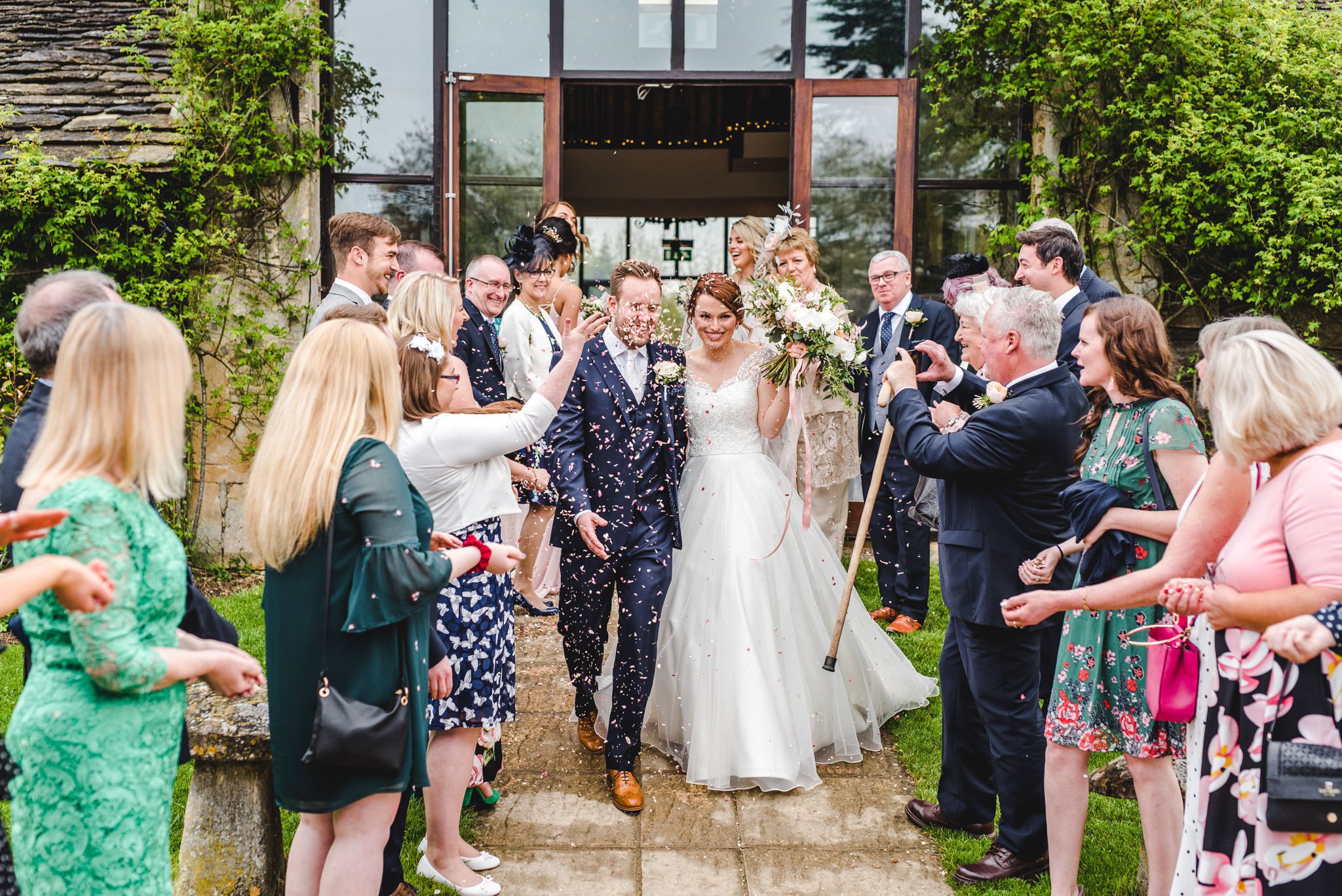 Confetti shower at The Great Tythe Barn