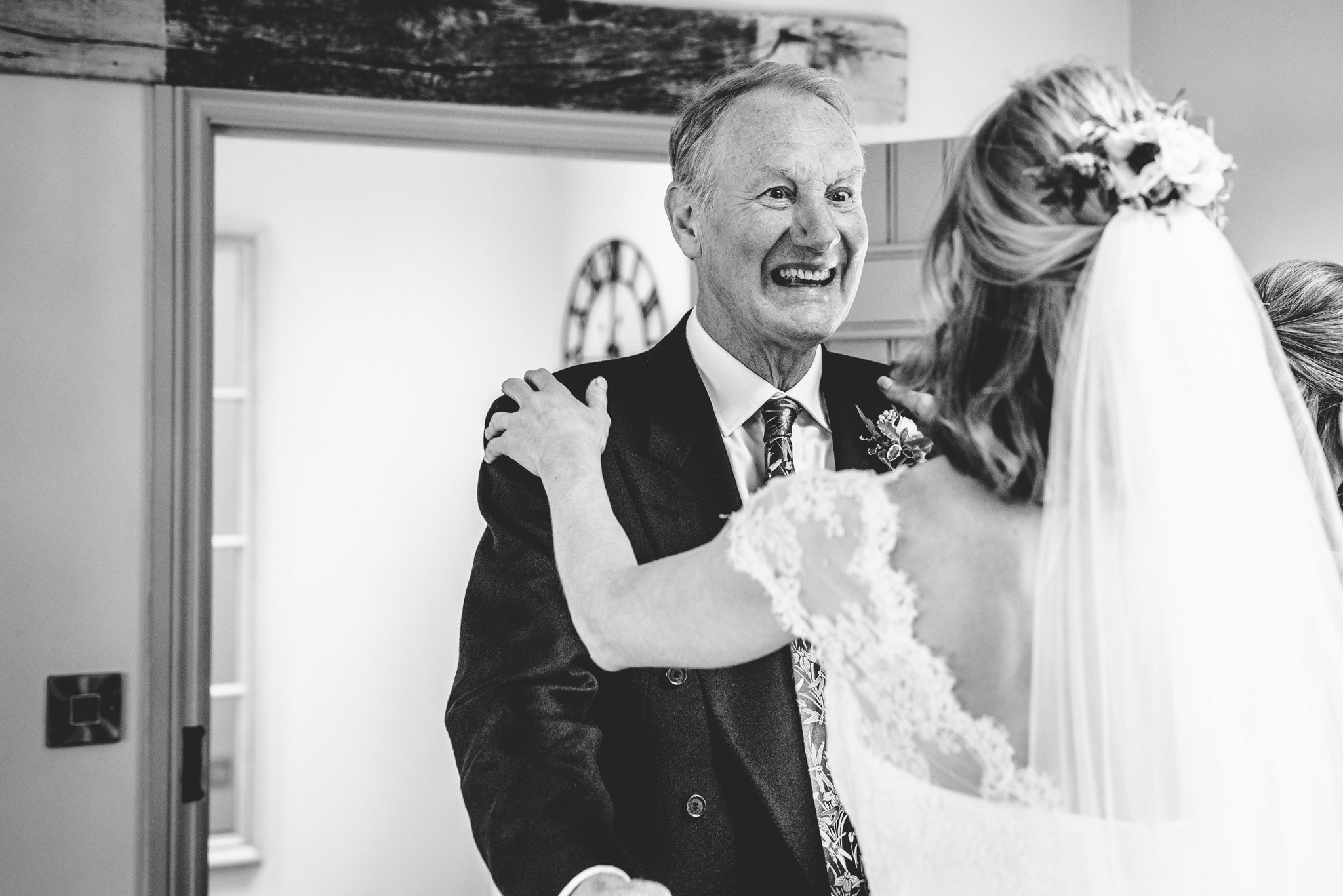 Happy and smiling father of the bride with his daughter at blackwell grange