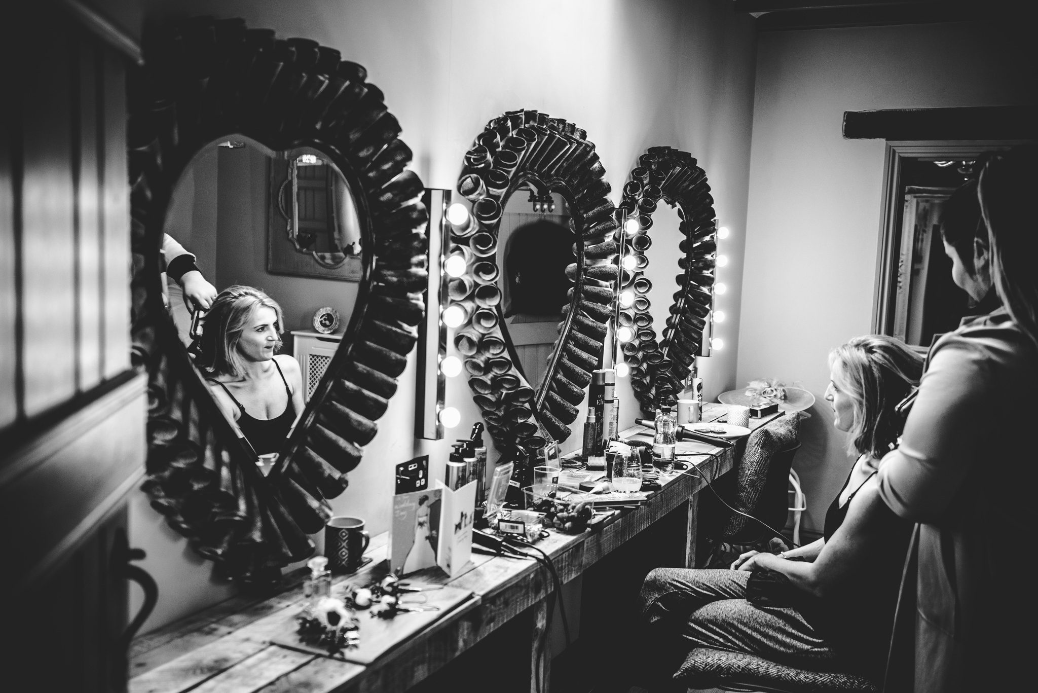 Bride getting ready at Blackwell Grange