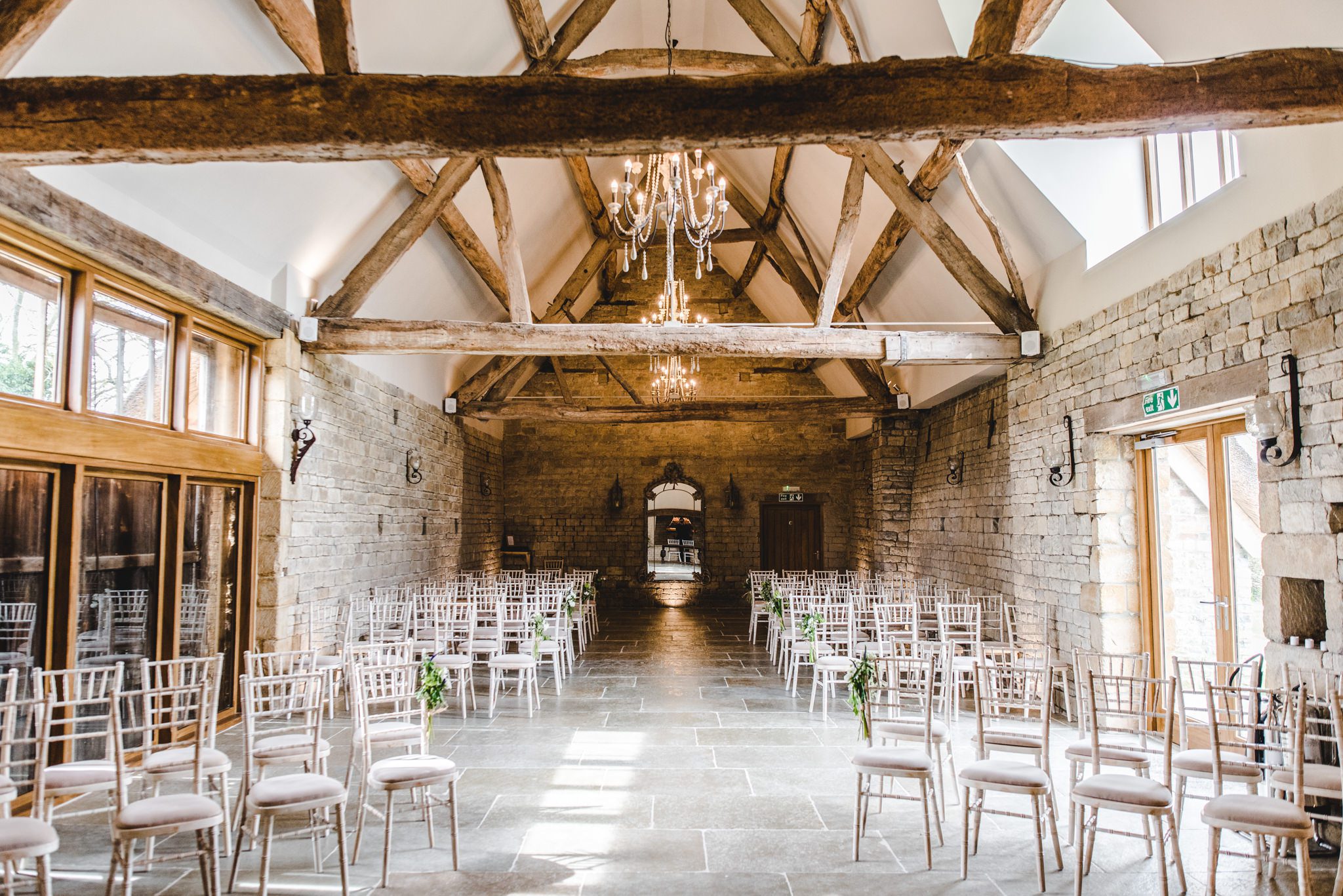 Blackwell Grange ceremony room set up for a wedding