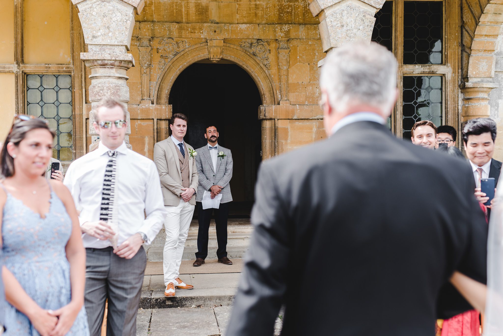 Groom waiting for his bride at Lodge Park