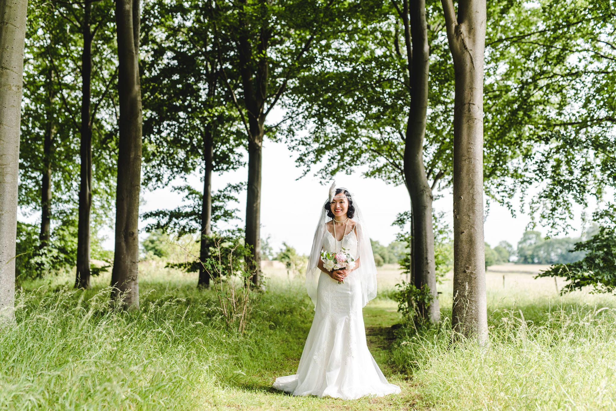 Chinese Bride photographed in woodland