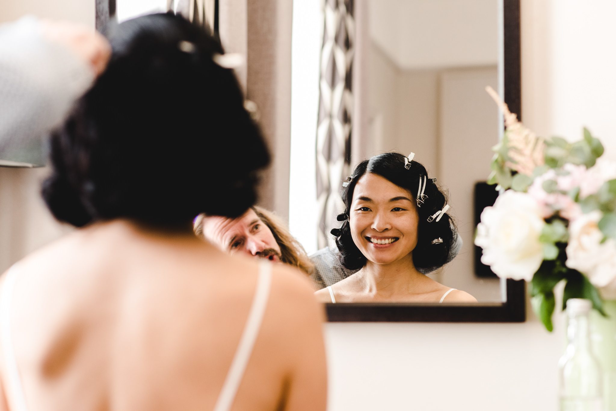 Bride getting ready at The Queen's Hotel in Cheltenham