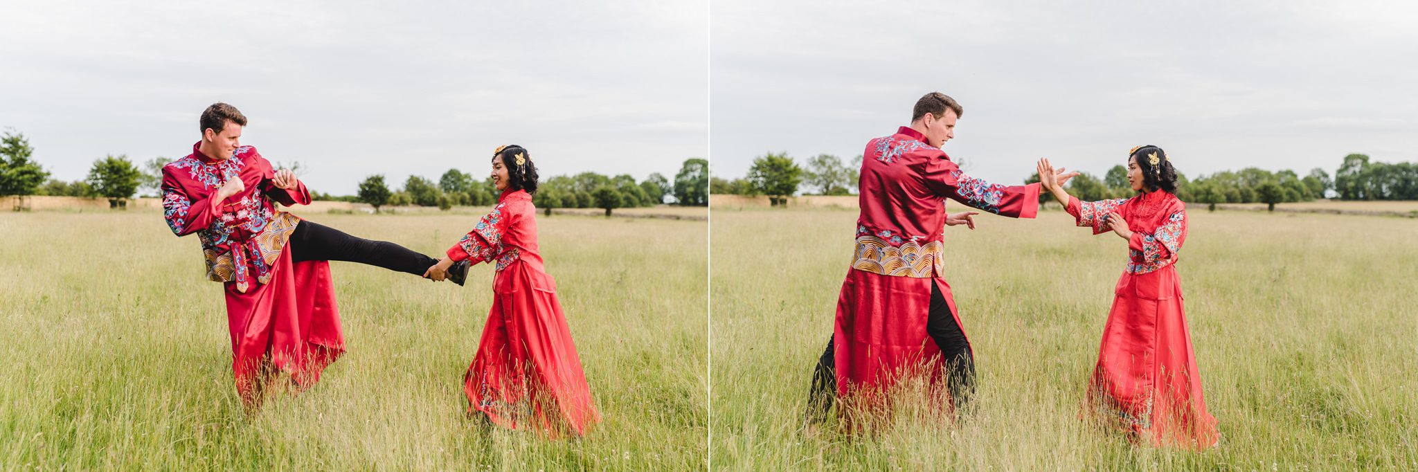 Kung fu from the bride and groom at a wedding