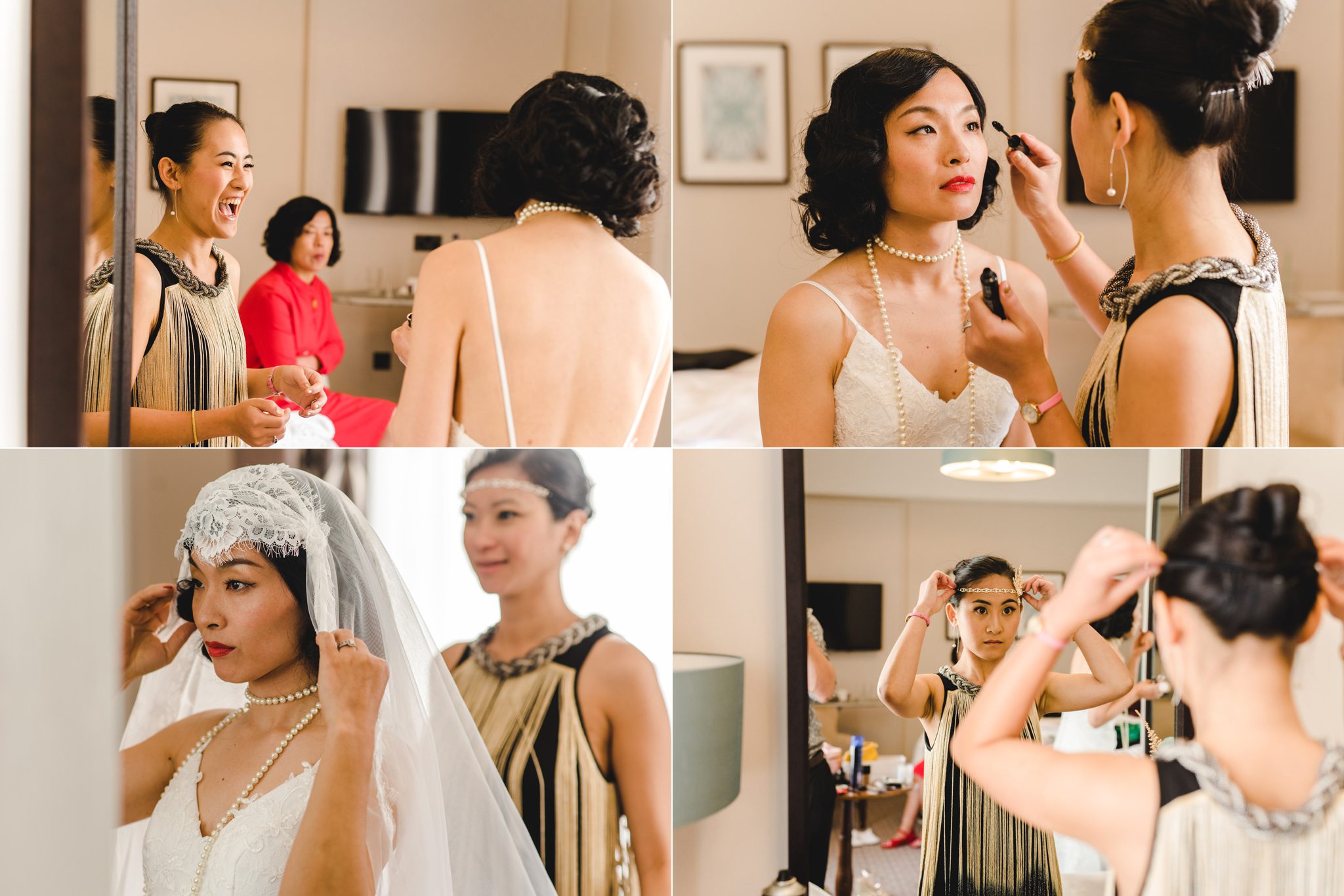 Bride getting ready for a Gloucestershire wedding