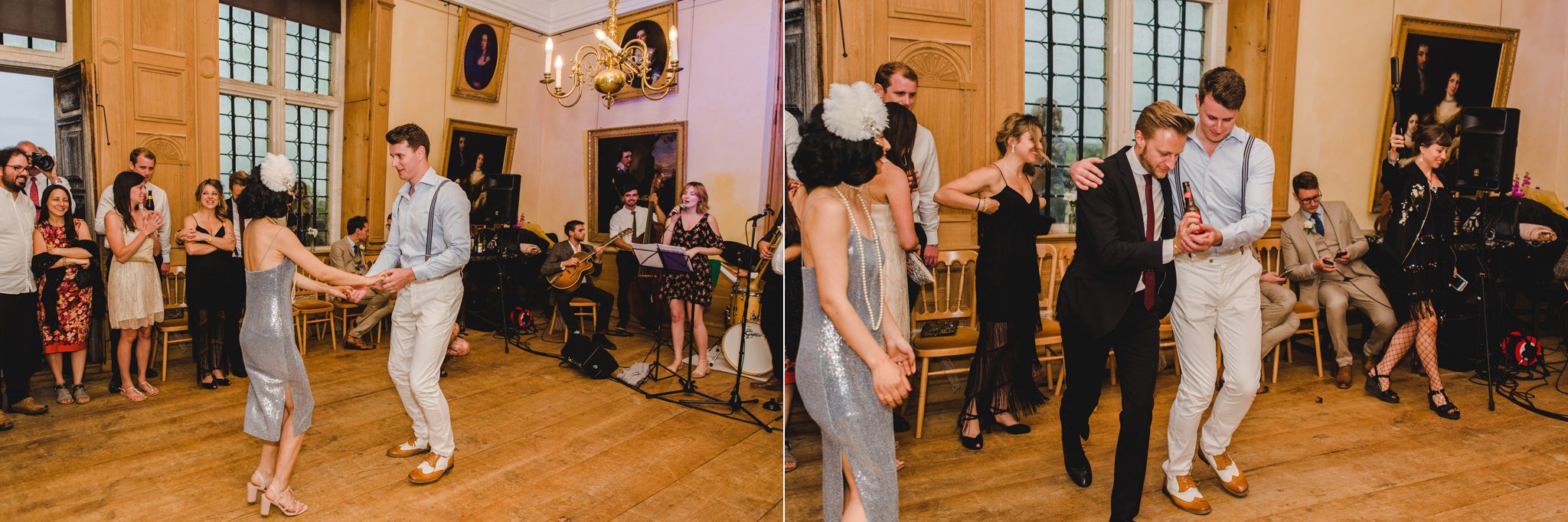 Guests dancing at lodge park, Gloucestershire wedding venue