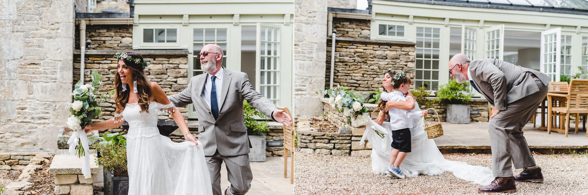 Bride hugging a page boy