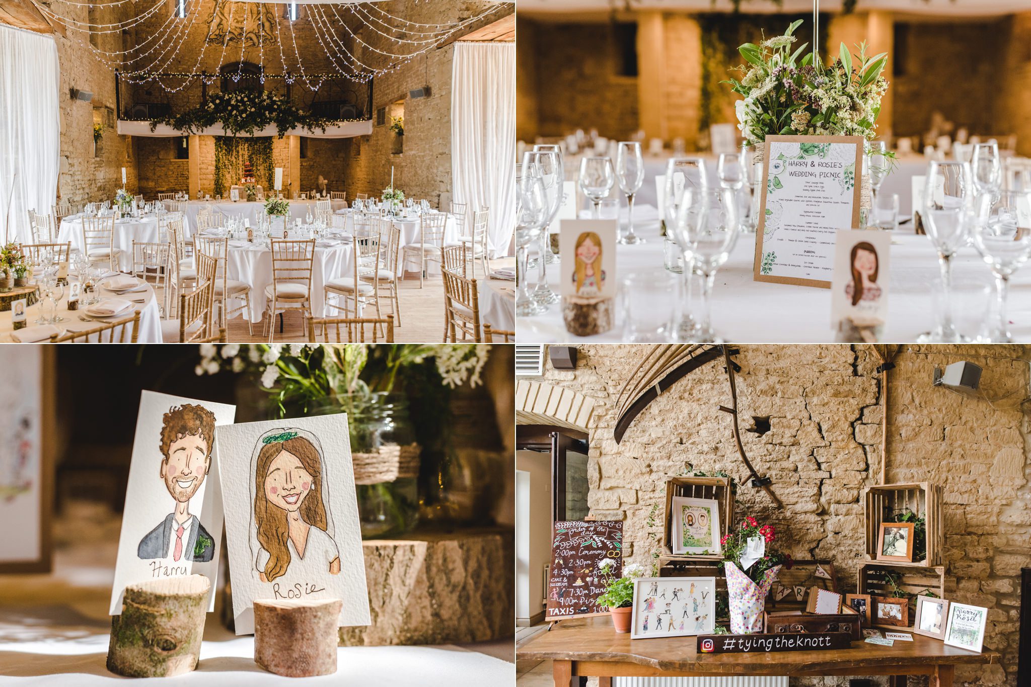 Wedding breakfast set up at the great tythe barn
