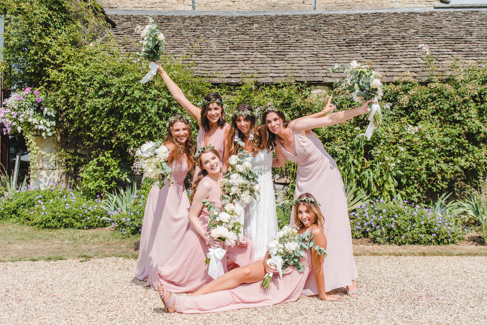 bridesmaids relaxed group photo