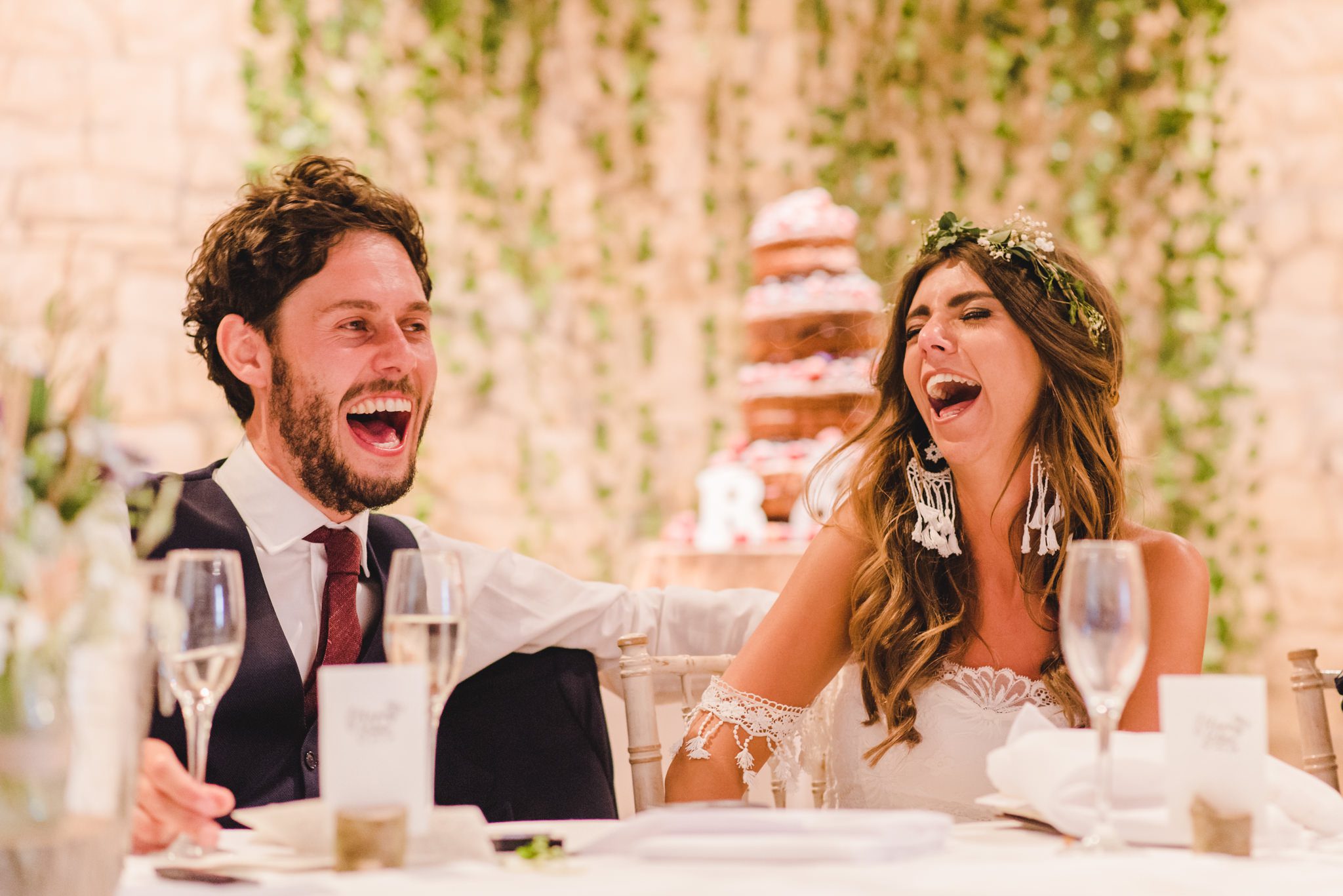 Bride laughing with her whole face