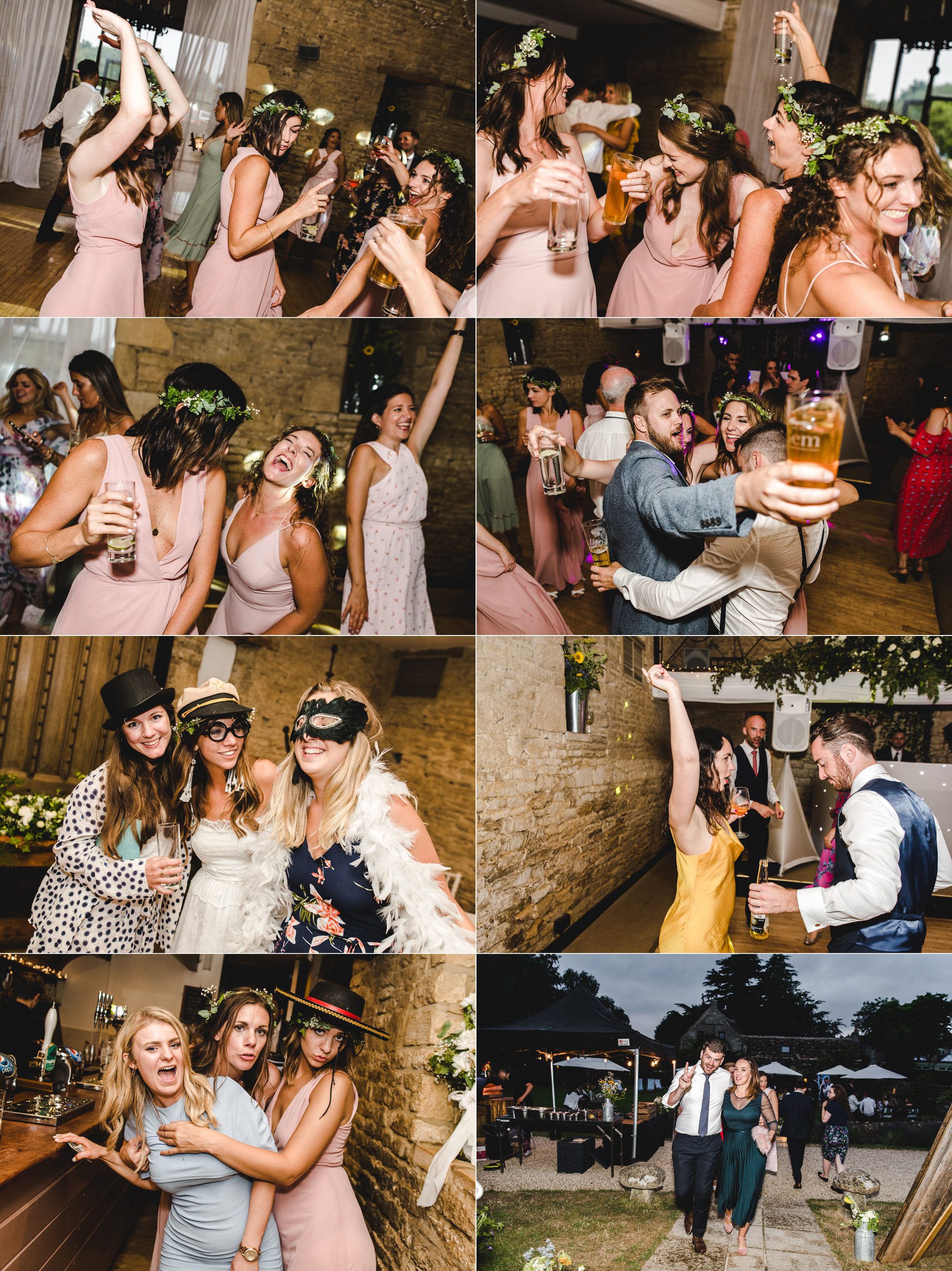 Wedding guests dancing at the great tythe barn