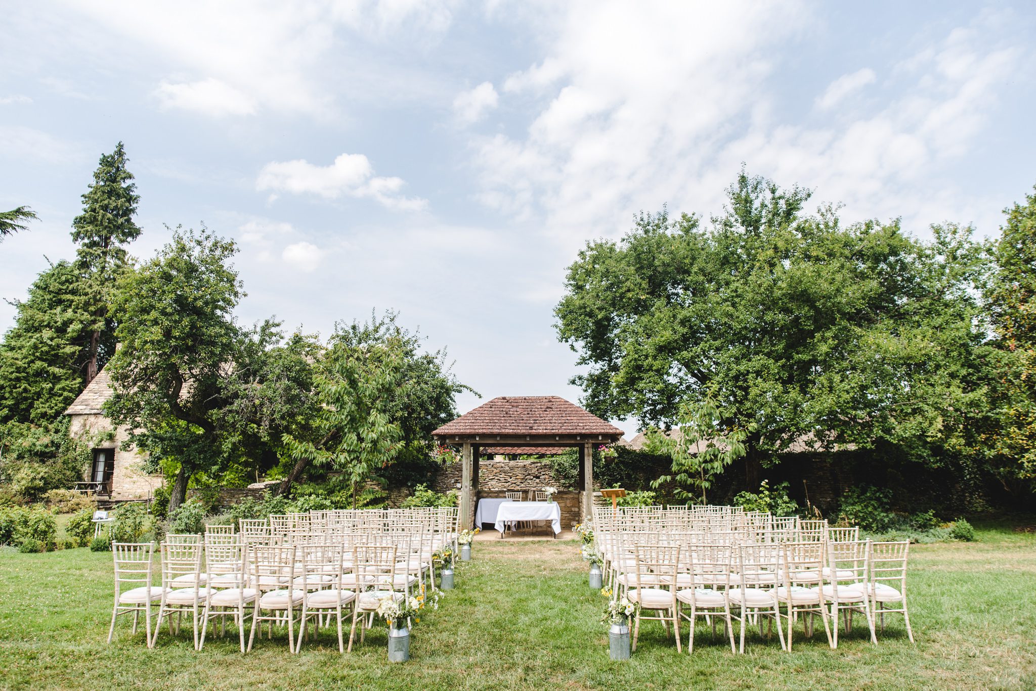Outdoor ceremony set up at the Great Tythe Barn
