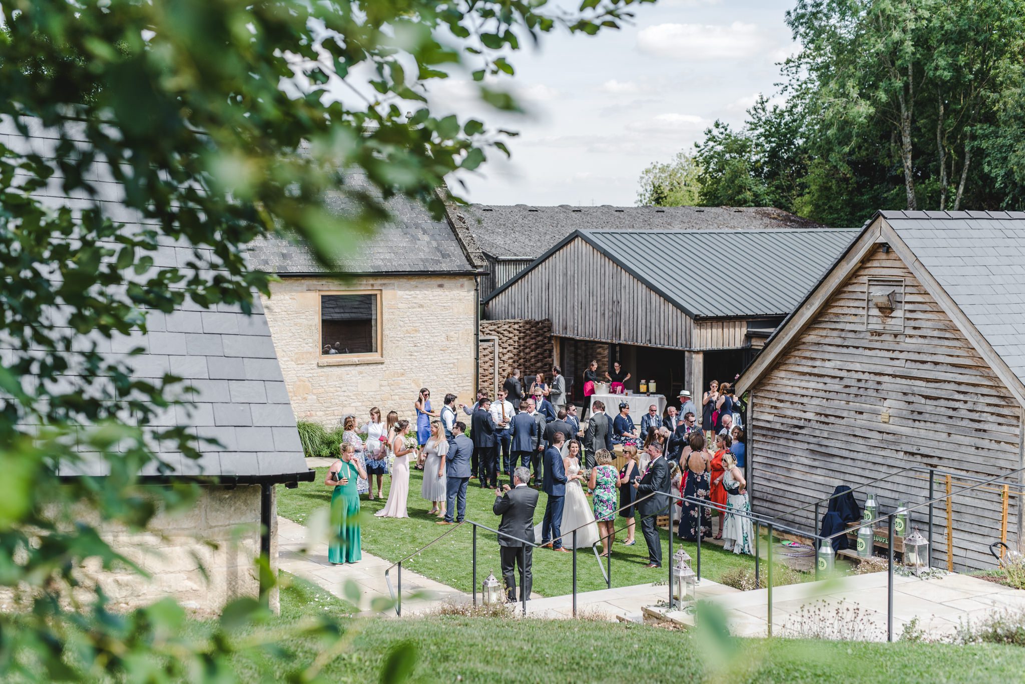 Wedding guests during the drinks reception