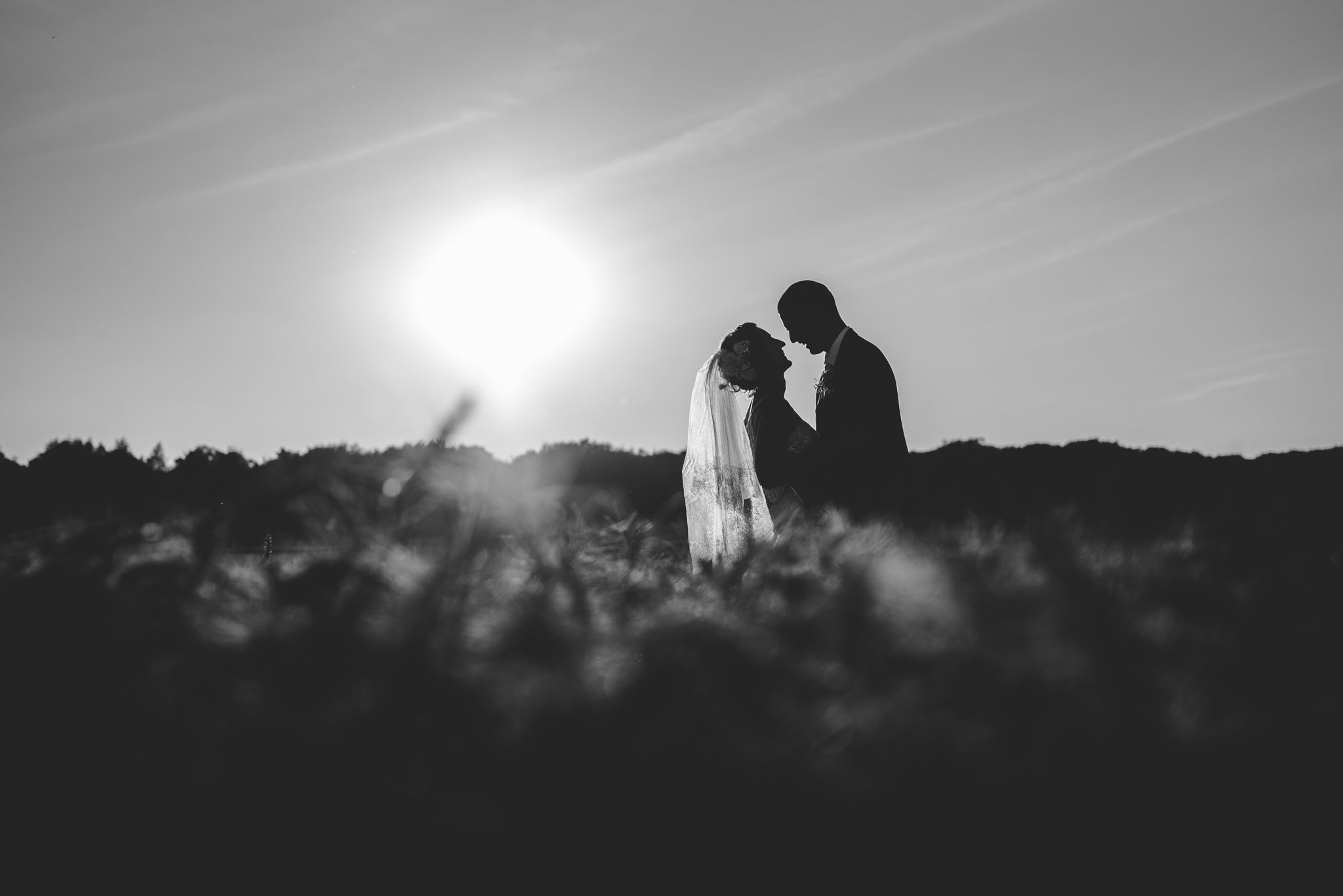 Bride and Groom silhouette at sunset