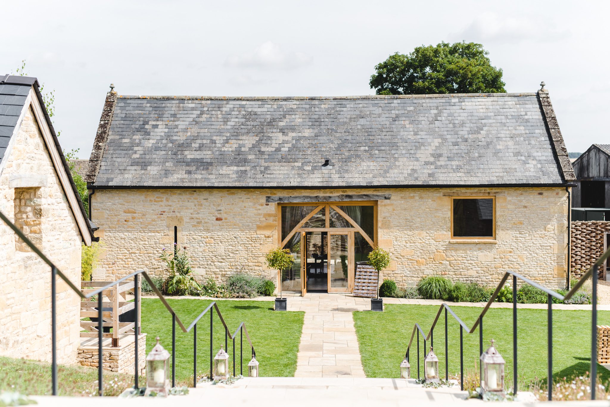 A front view of The Barn at Upcote wedding venue