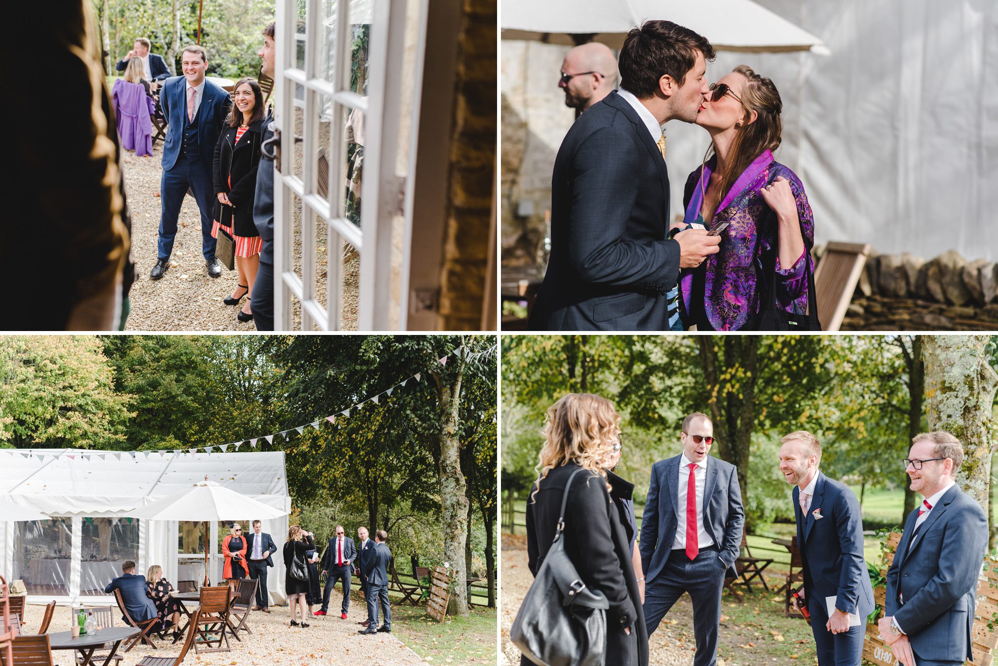 Wedding guests arriving at Owlpen Manor