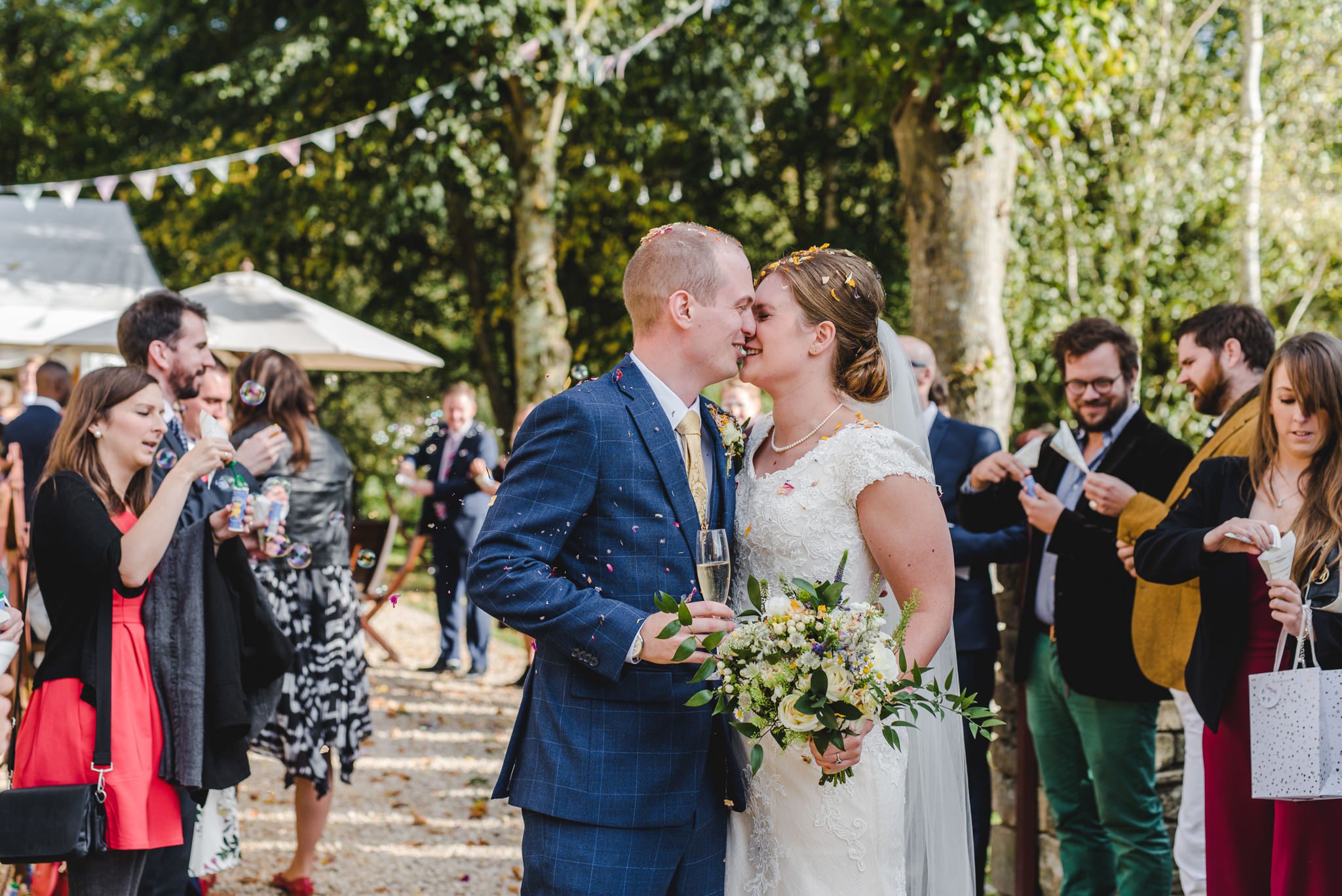 Kissing at the end of confetti