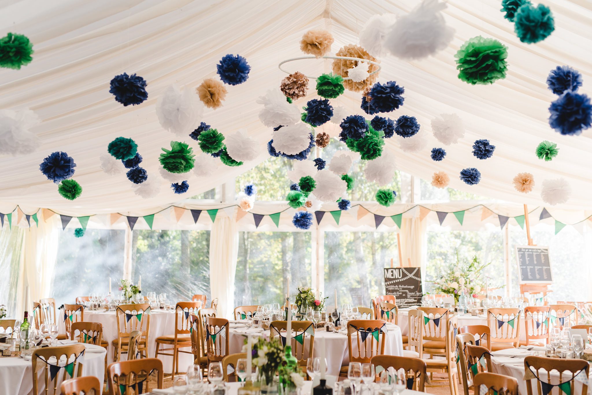 Owlpen Manor's reception marquee set up for a wedding