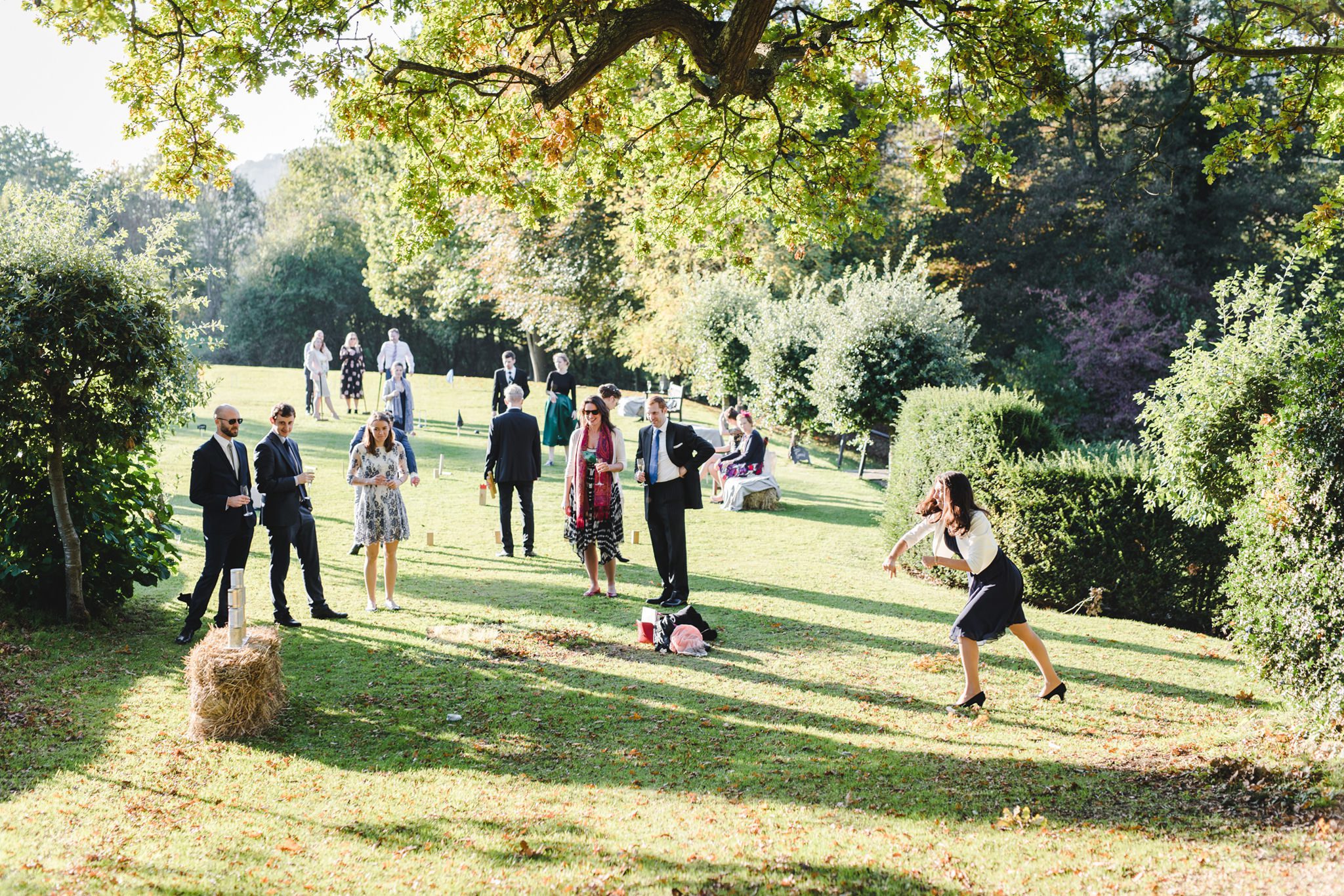 Grarden games on the lawn at Owlpen manor