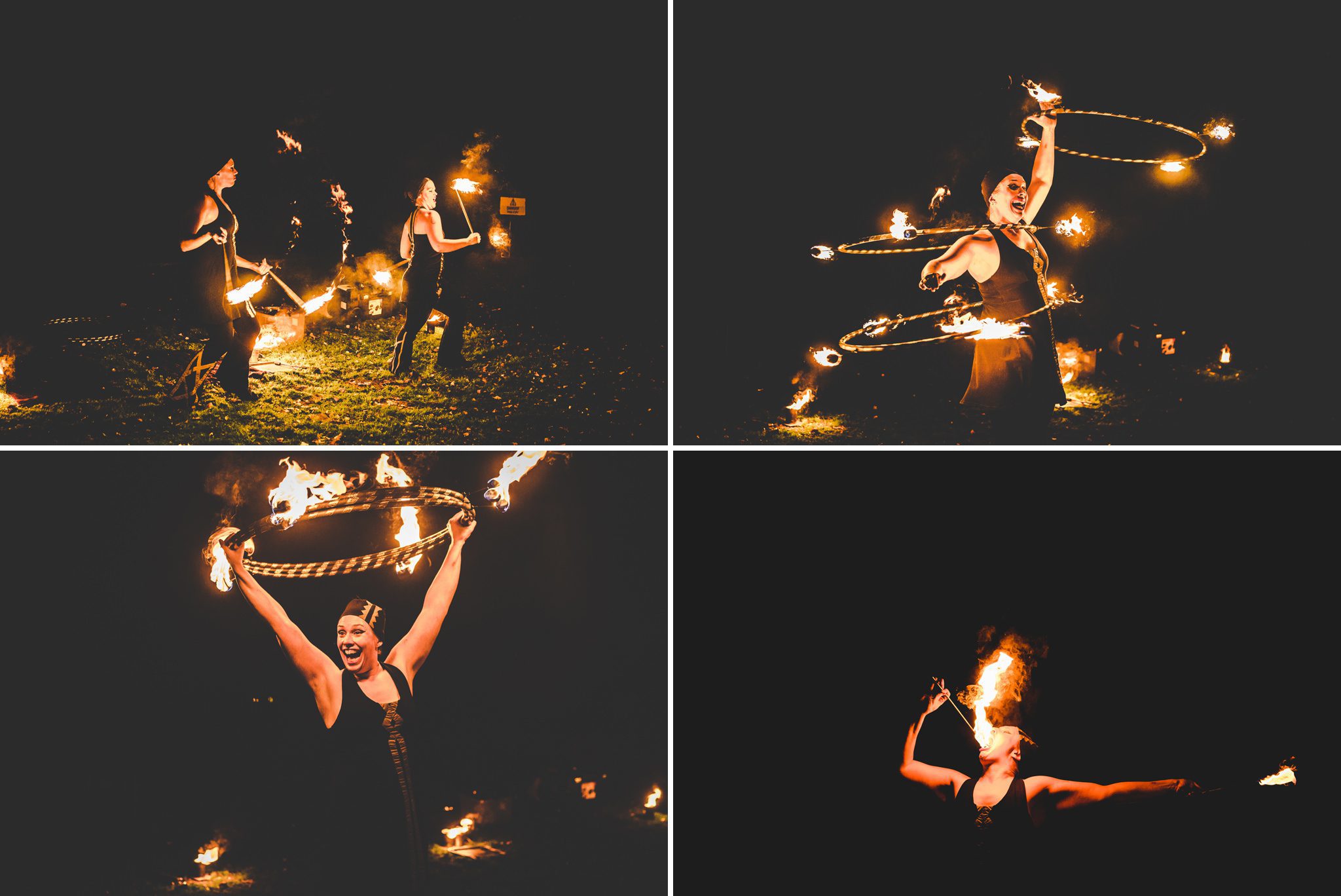 Fire performers at Owlpen Manor