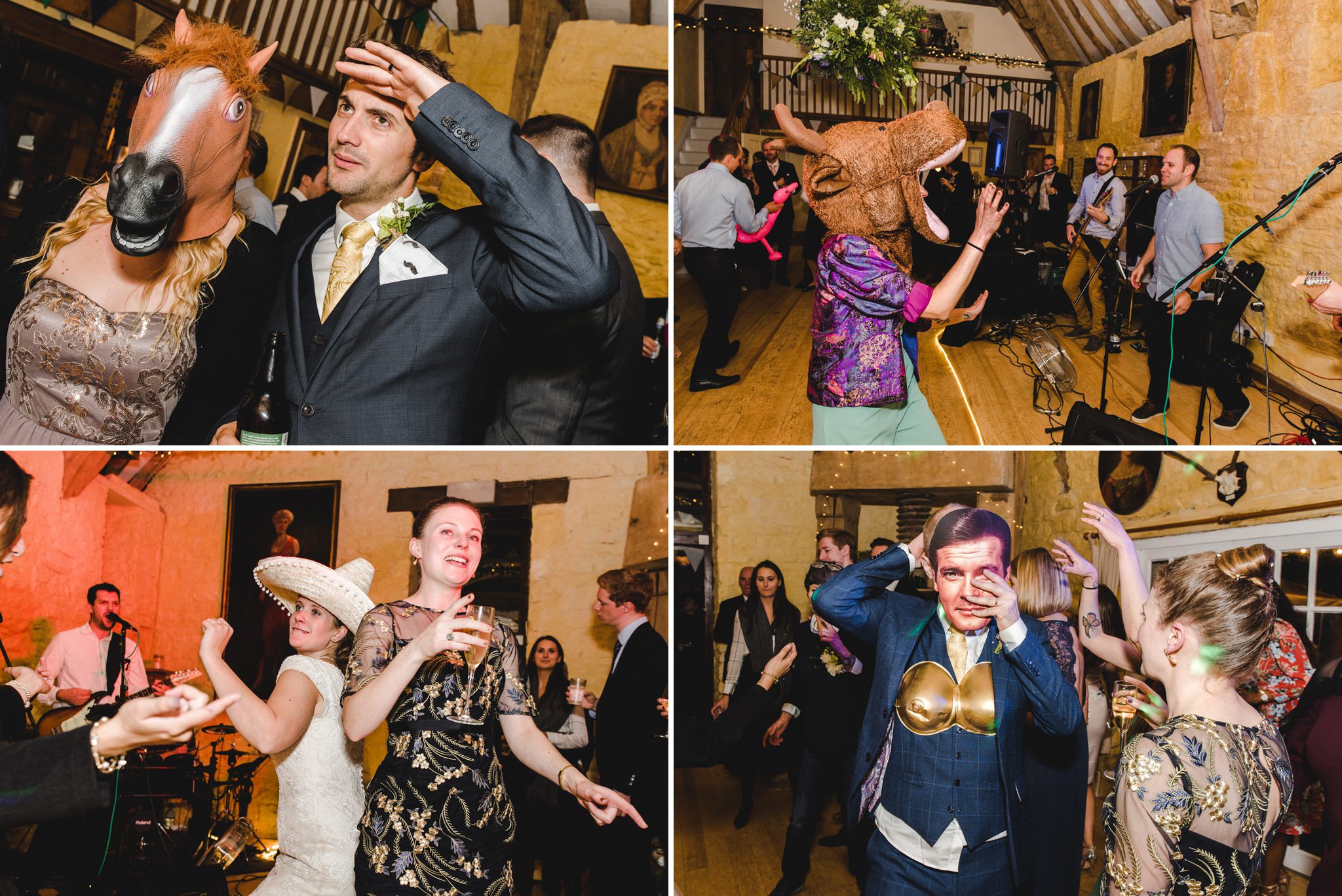 Wedding guests dancing at Owlpen Manor
