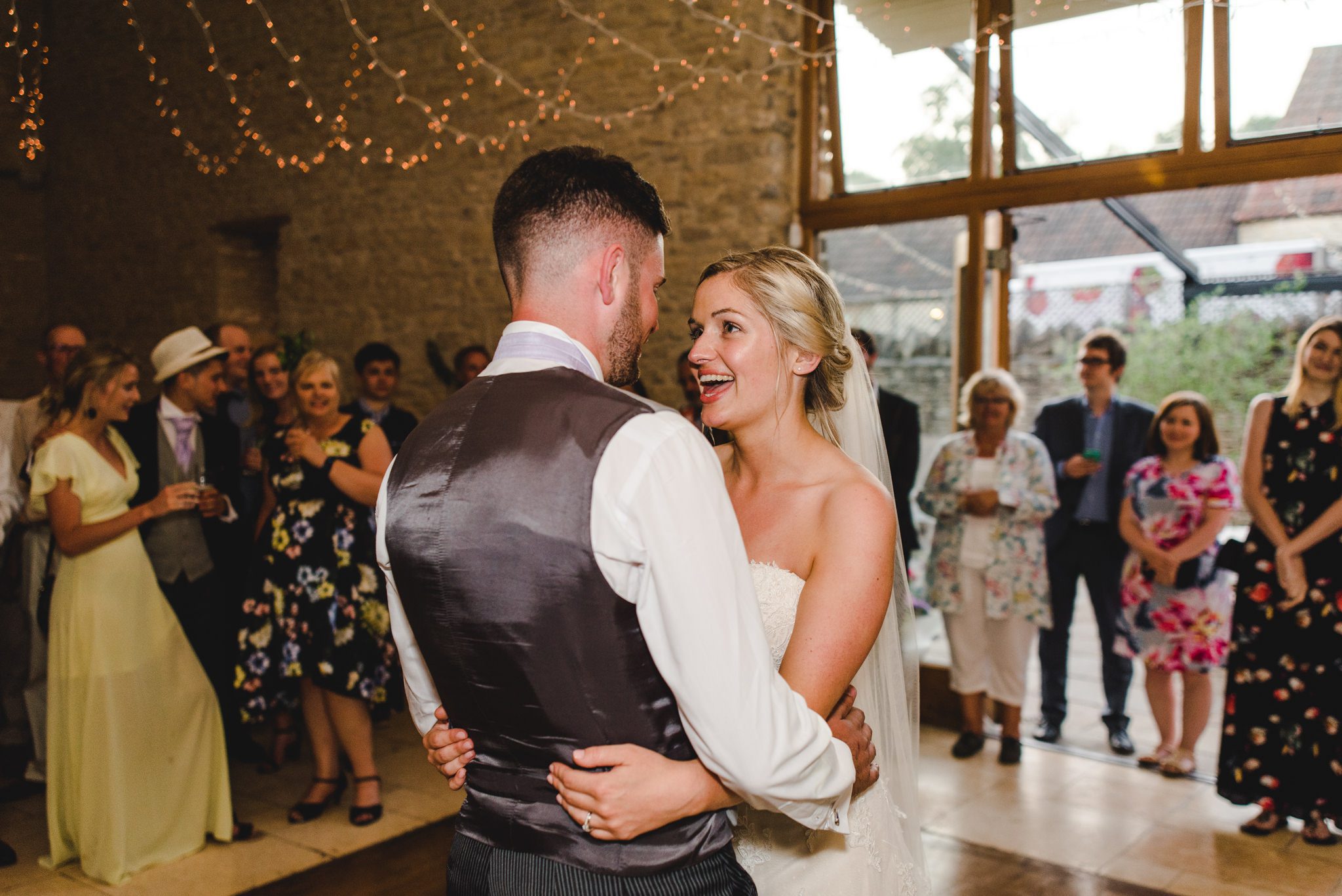 First dance at Kingscote Barn wedding venue in the Cotswolds