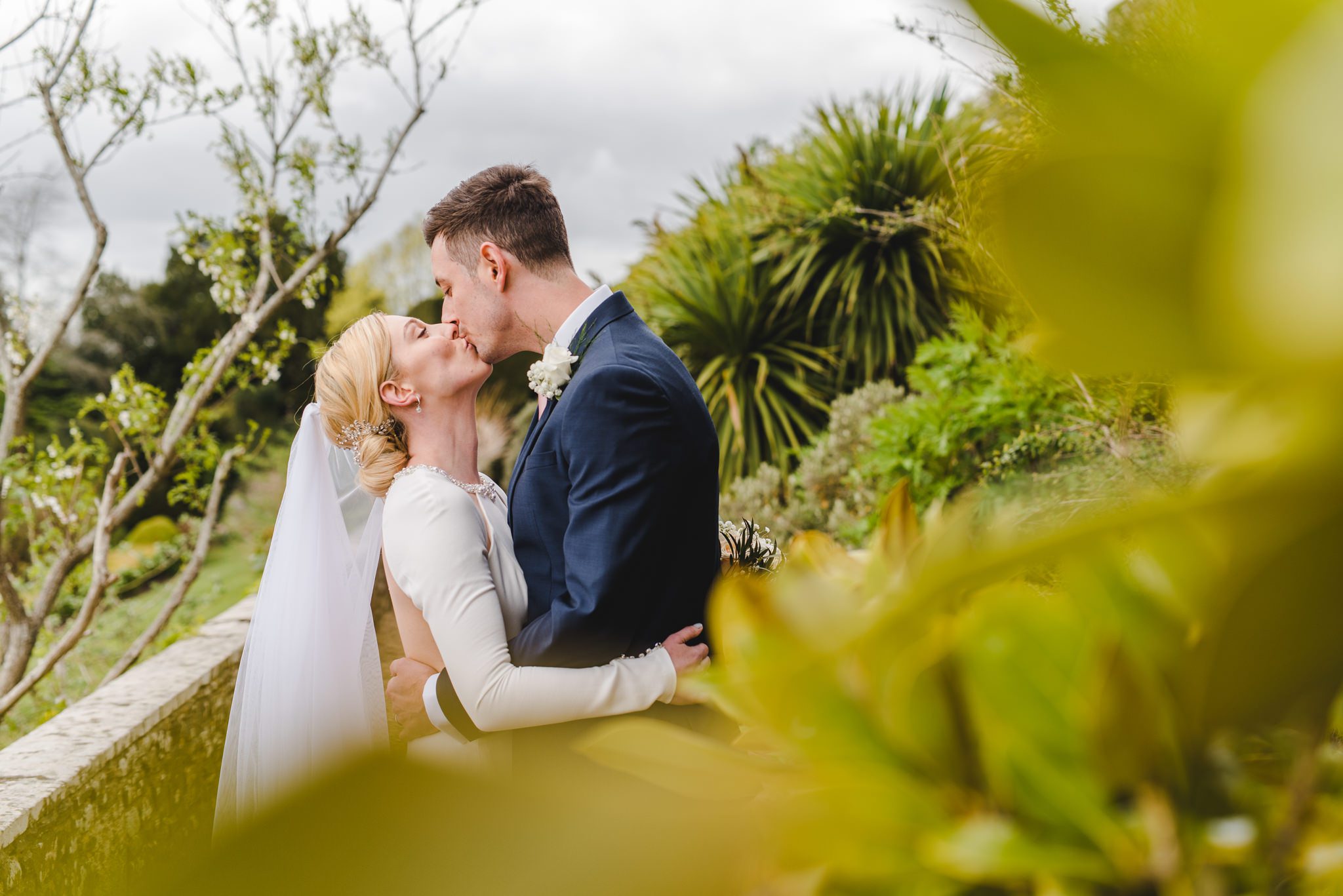 Berkeley castle couple wedding portriats in the gardens