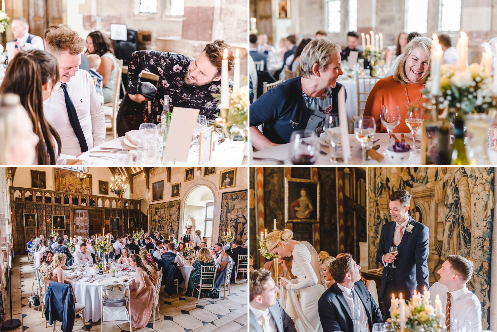 Wedding guests sat at the table at Berkeley Castle