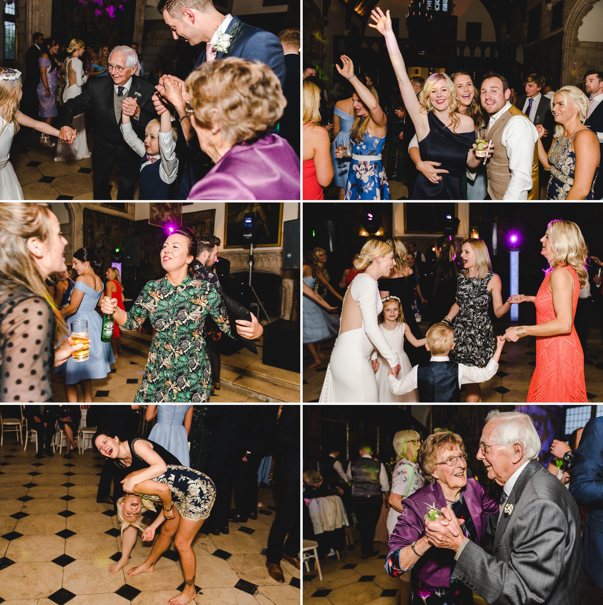 Wedding guests dancing at Berkeley Castle