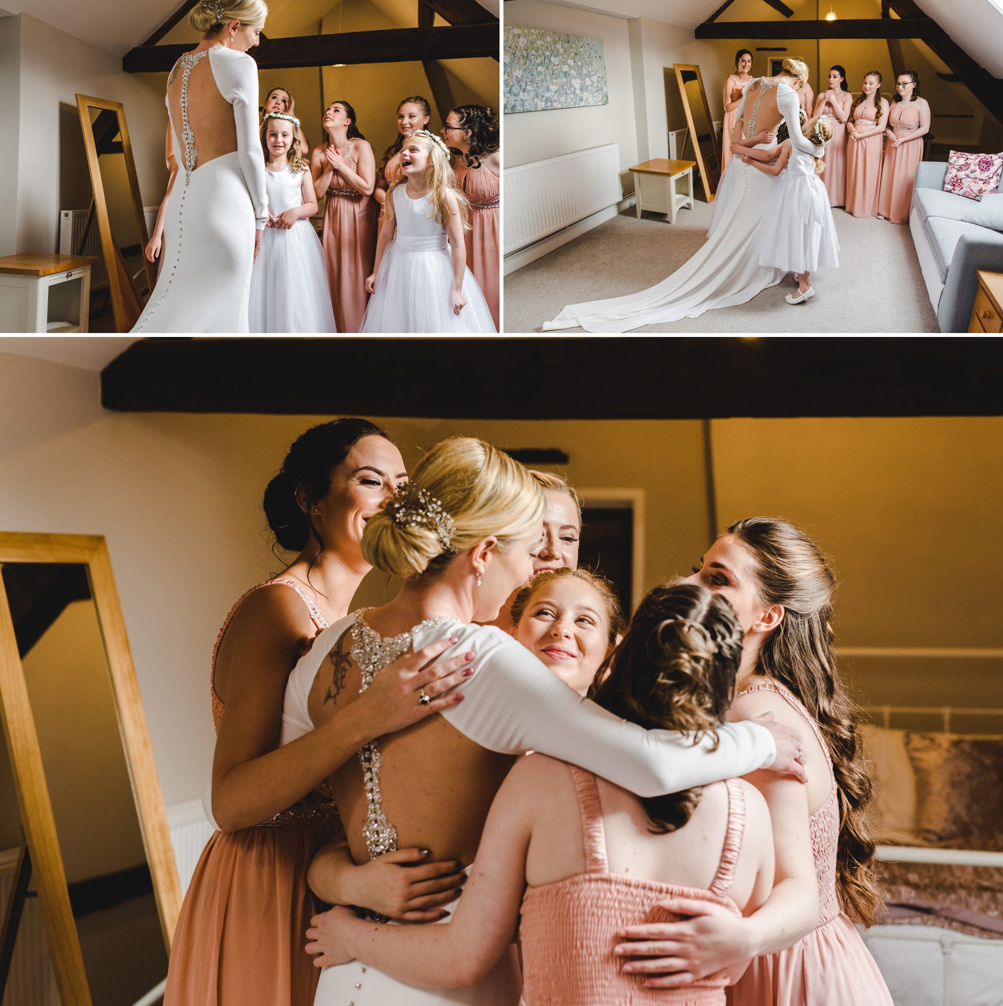 A first look with a bride and her bridesmaids