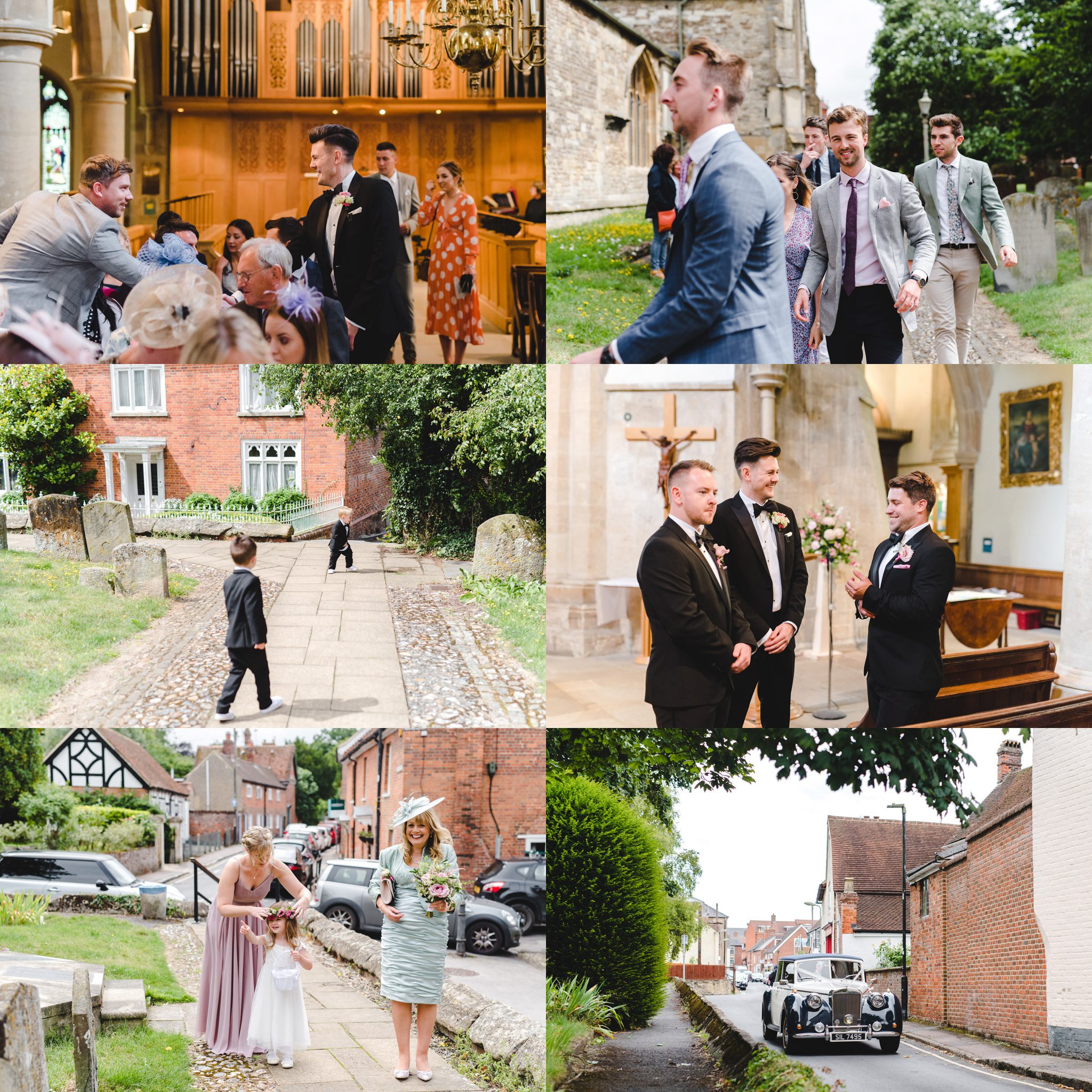 A groom at the church before his wedding