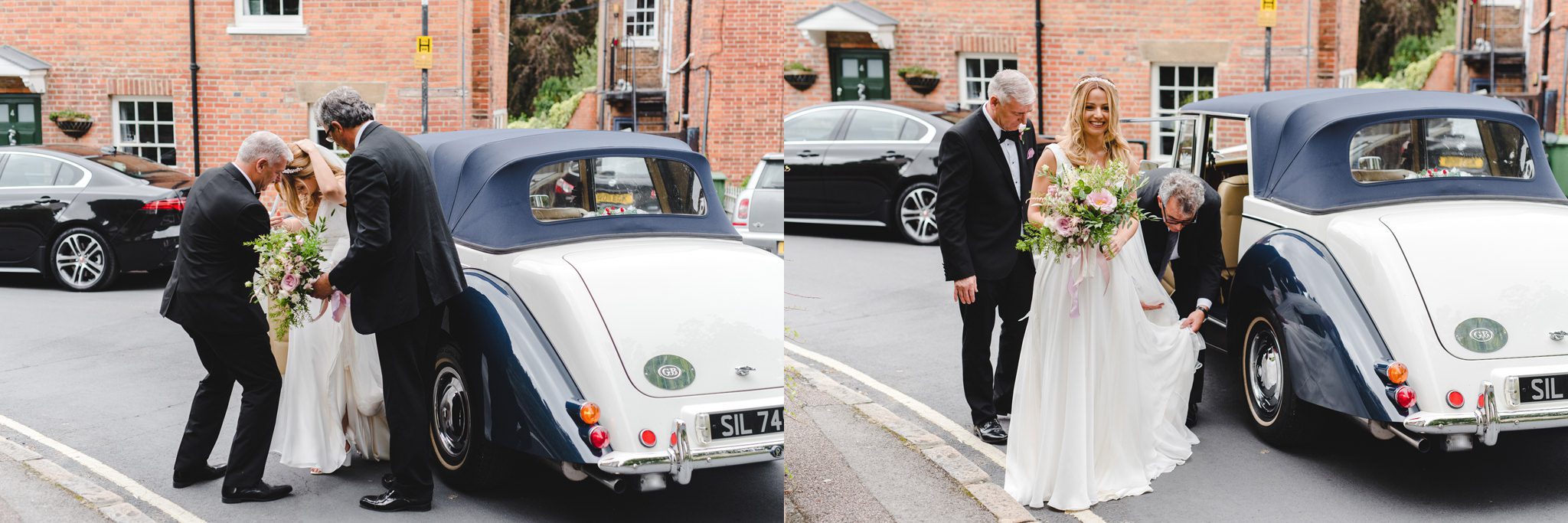 A bride arriving at her Ardington House wedding