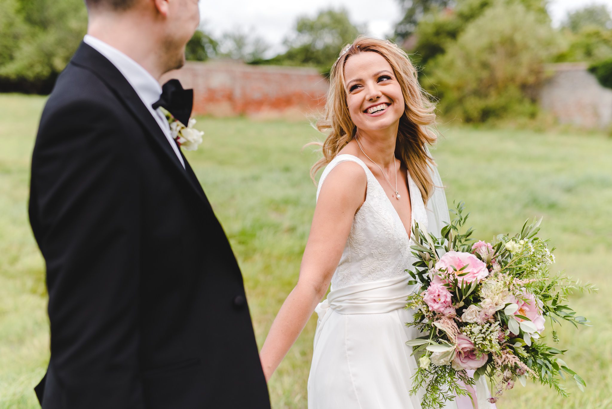 A bride loking at her groom