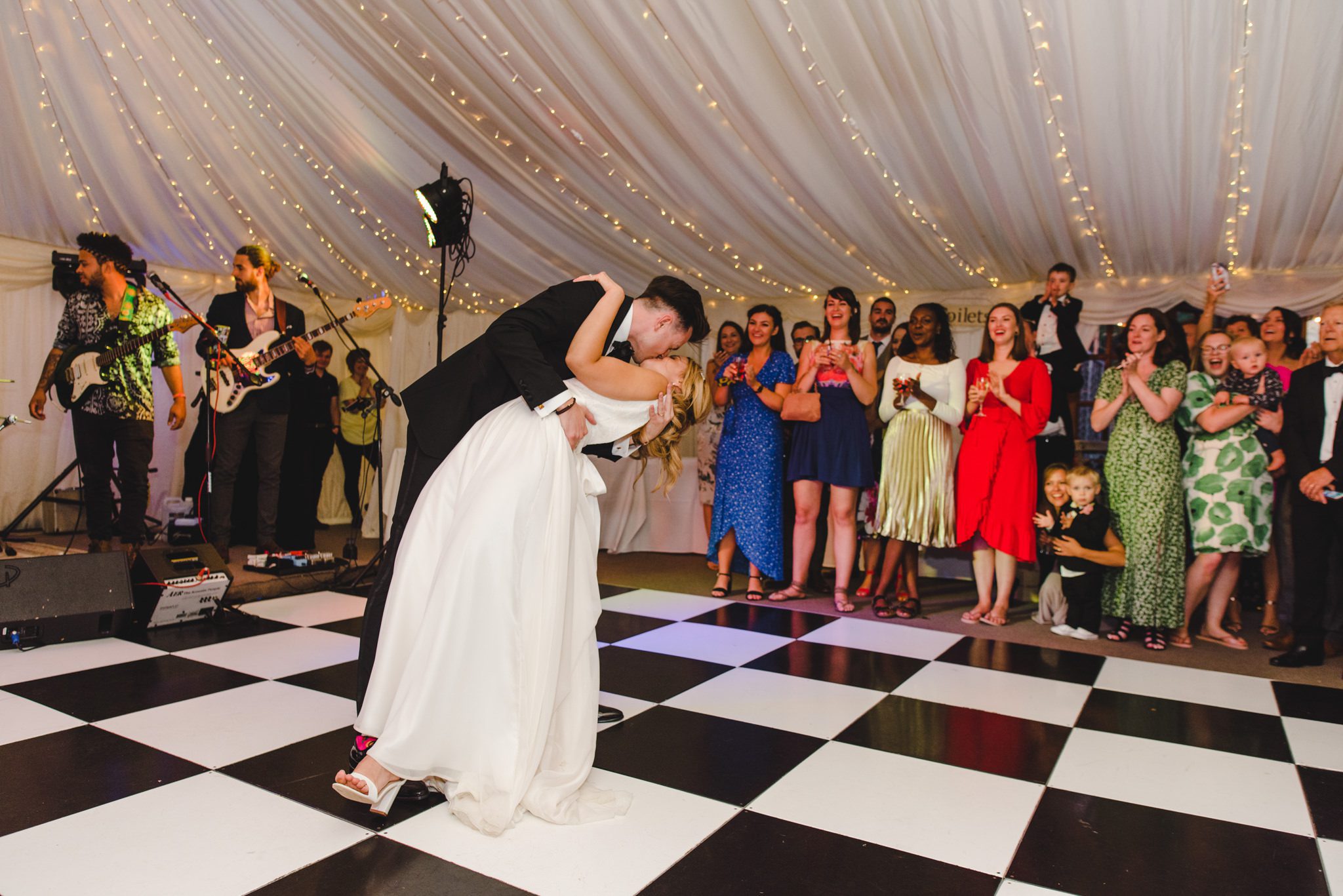 A bride and groom dancing at an ardington house wedding