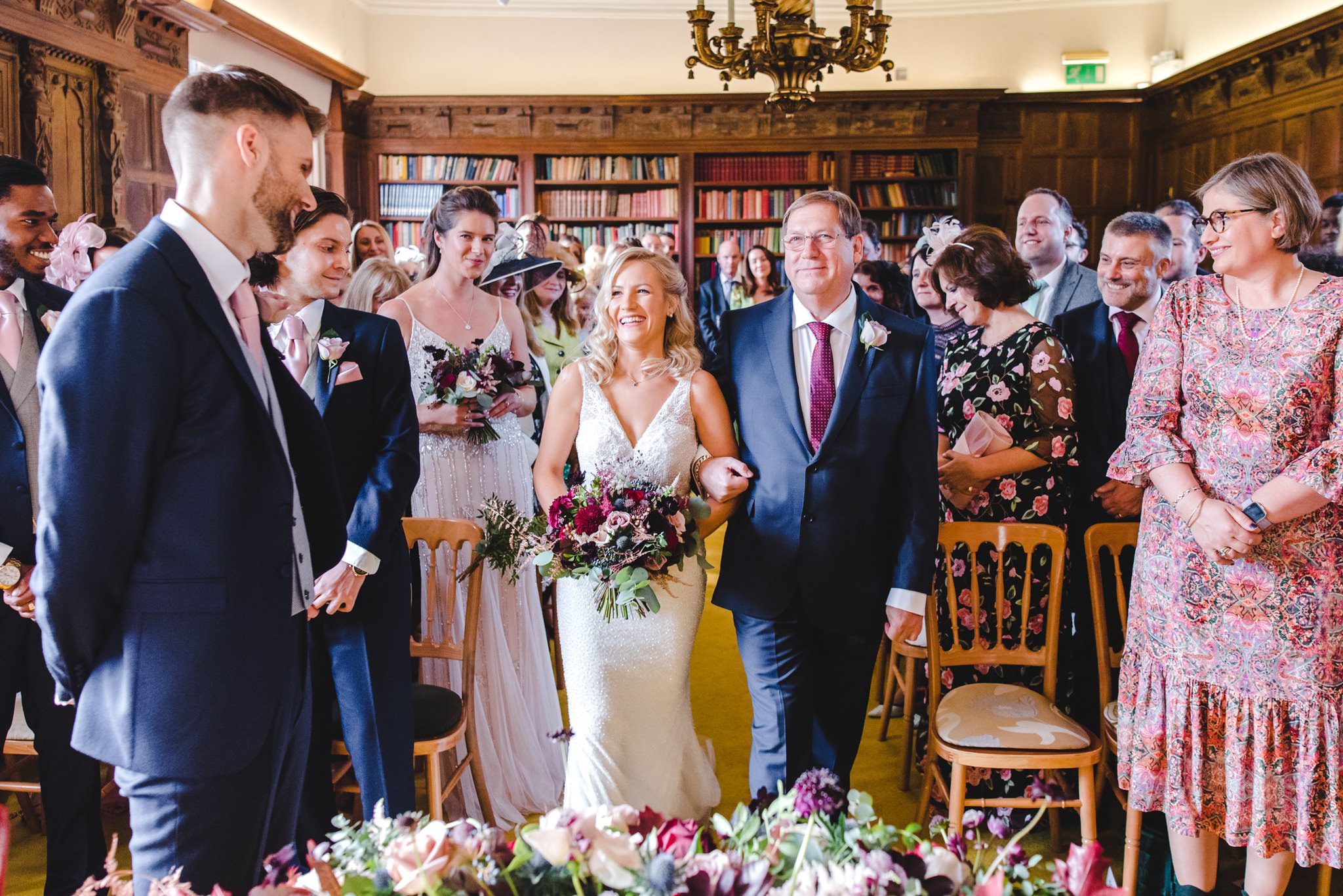 A bride seeing her new husband for the first time