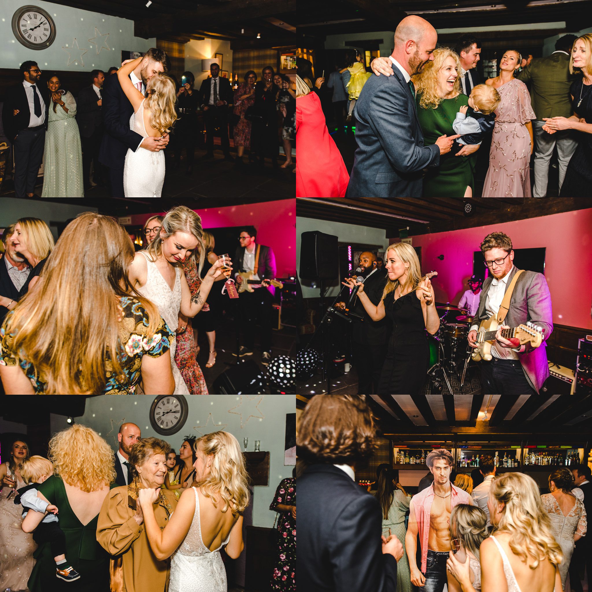 Wedding guests dancing at Brinsop Court wedding venue