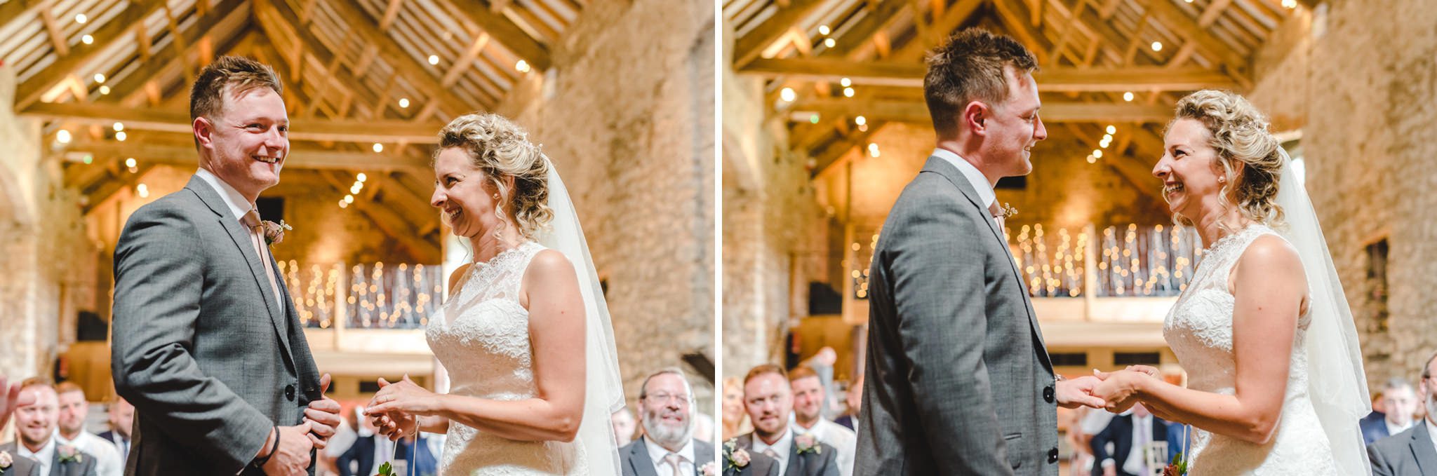 Wedding ceremony in the barn at Priston Mill